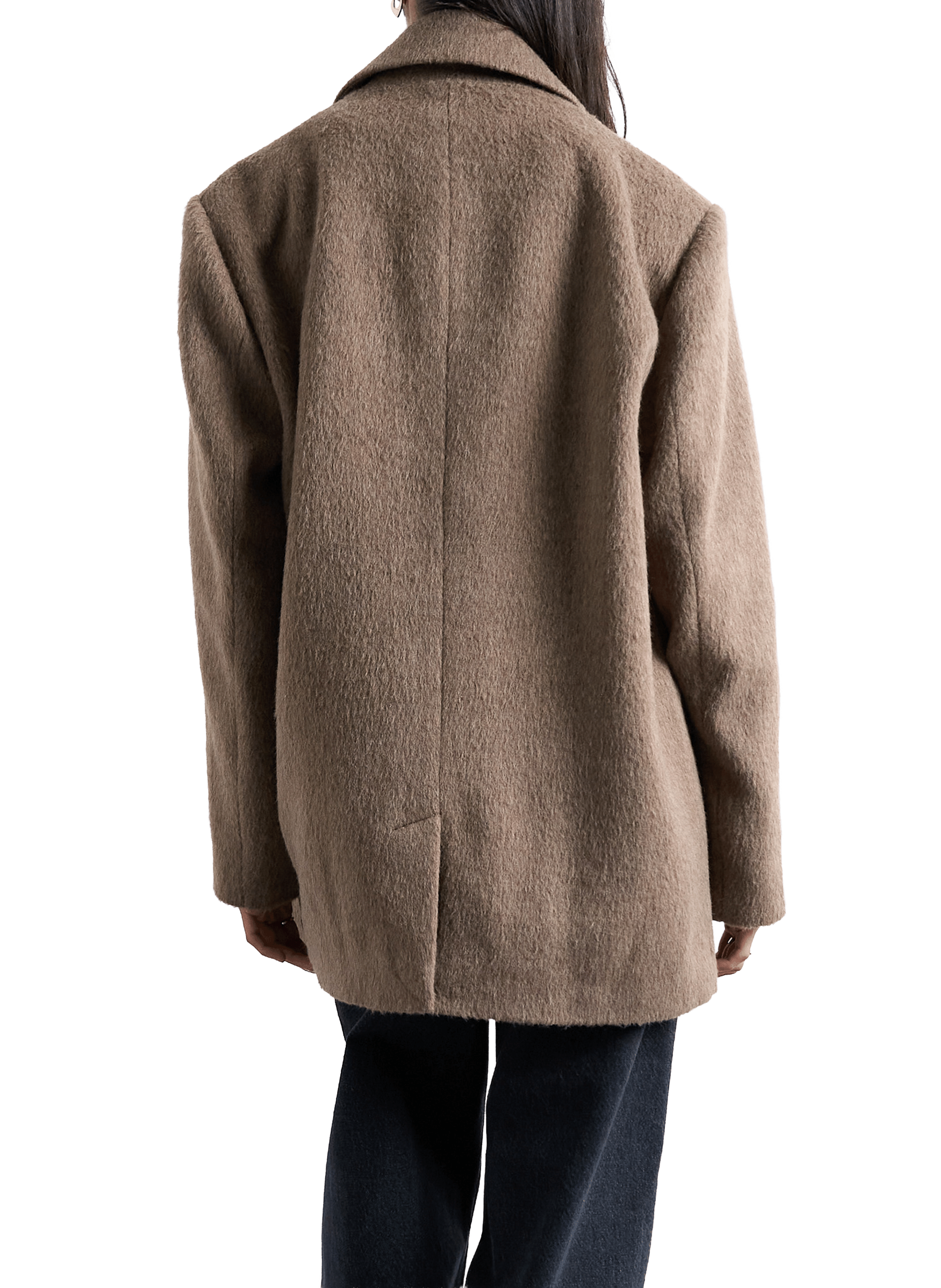 Veste droite col tailleur TOPSHOP Marron