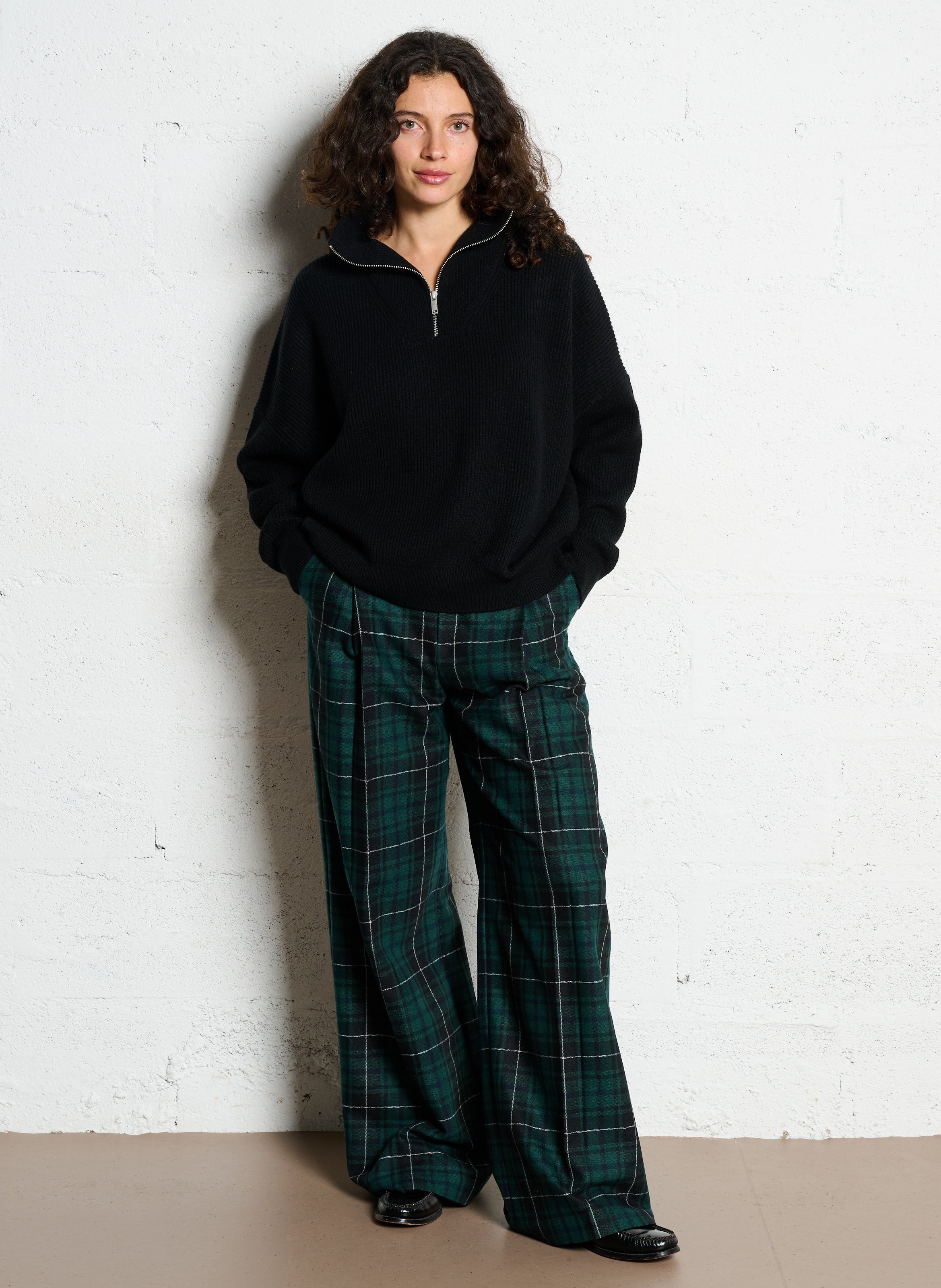 Pull ample col camionneur en maille IKKS Noir