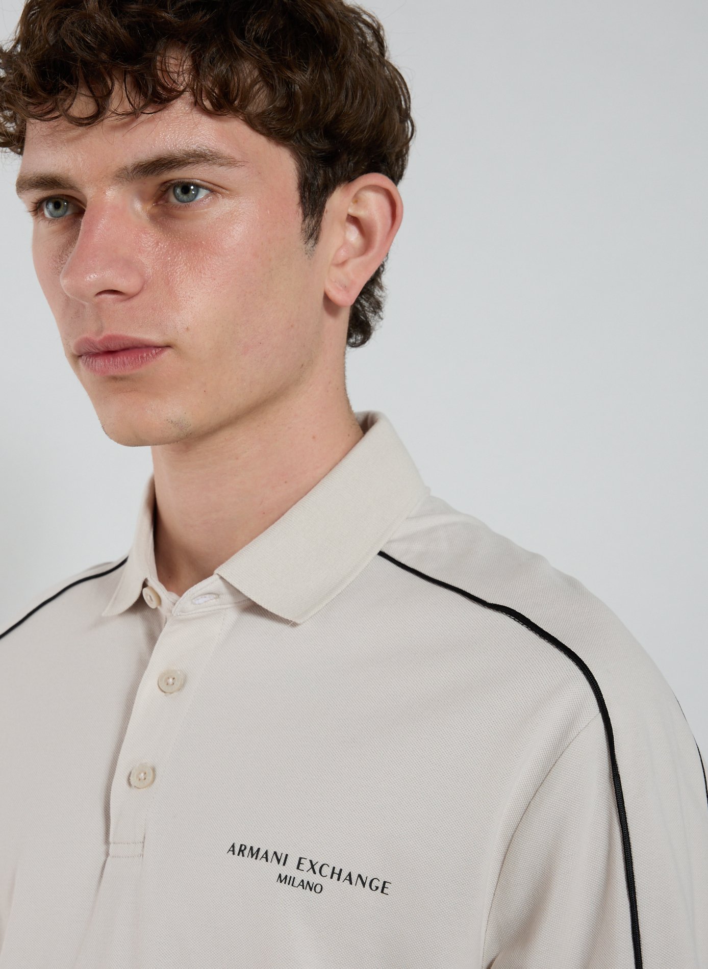 Short-sleeved cotton polo shirt ARMANI EXCHANGE Brown