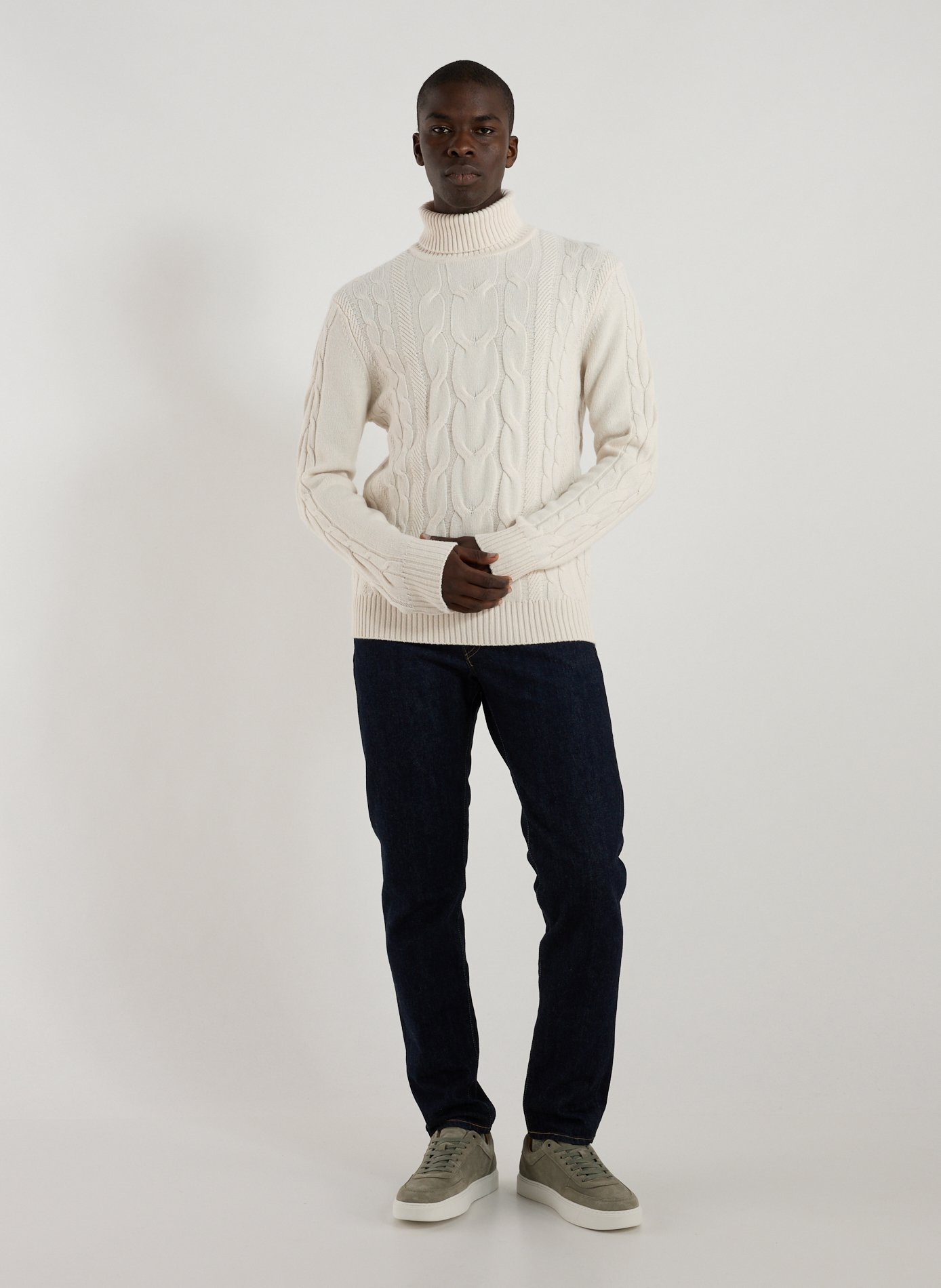 Wool and cashmere turtleneck sweater HACKETT White