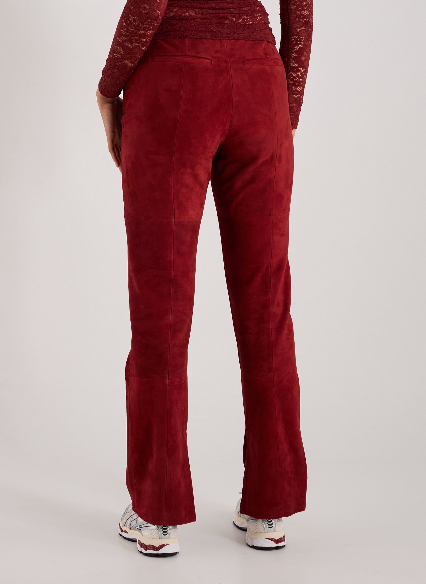 Flare leather pants in suede cowhide TOPSHOP Orange