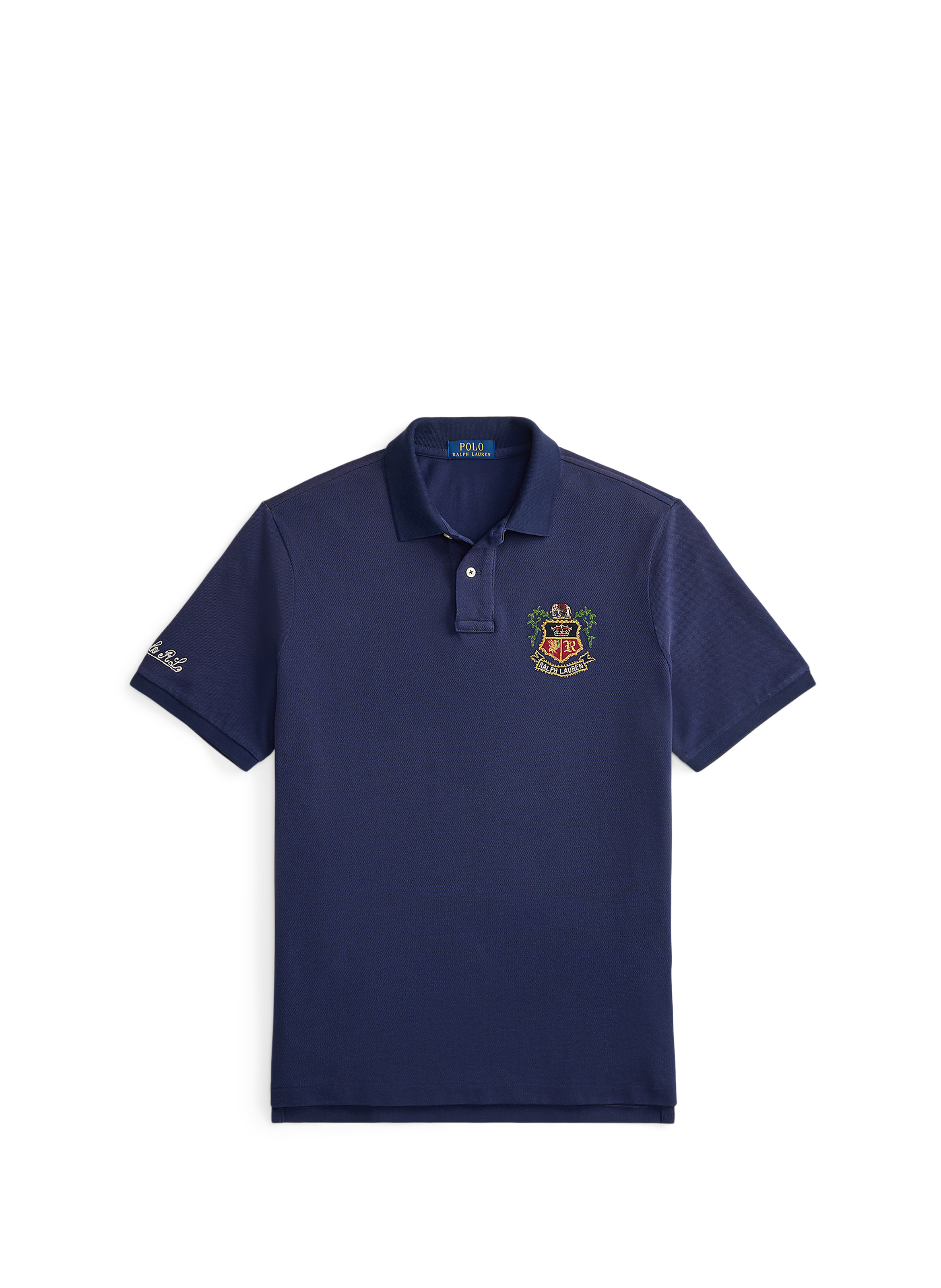 Short-sleeved embroidered cotton polo POLO RALPH LAUREN Blue