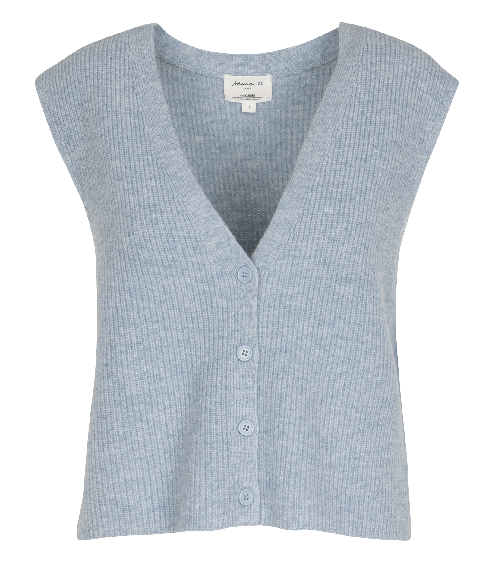 Gilet col v en laine paraty MAISON 123 Bleu