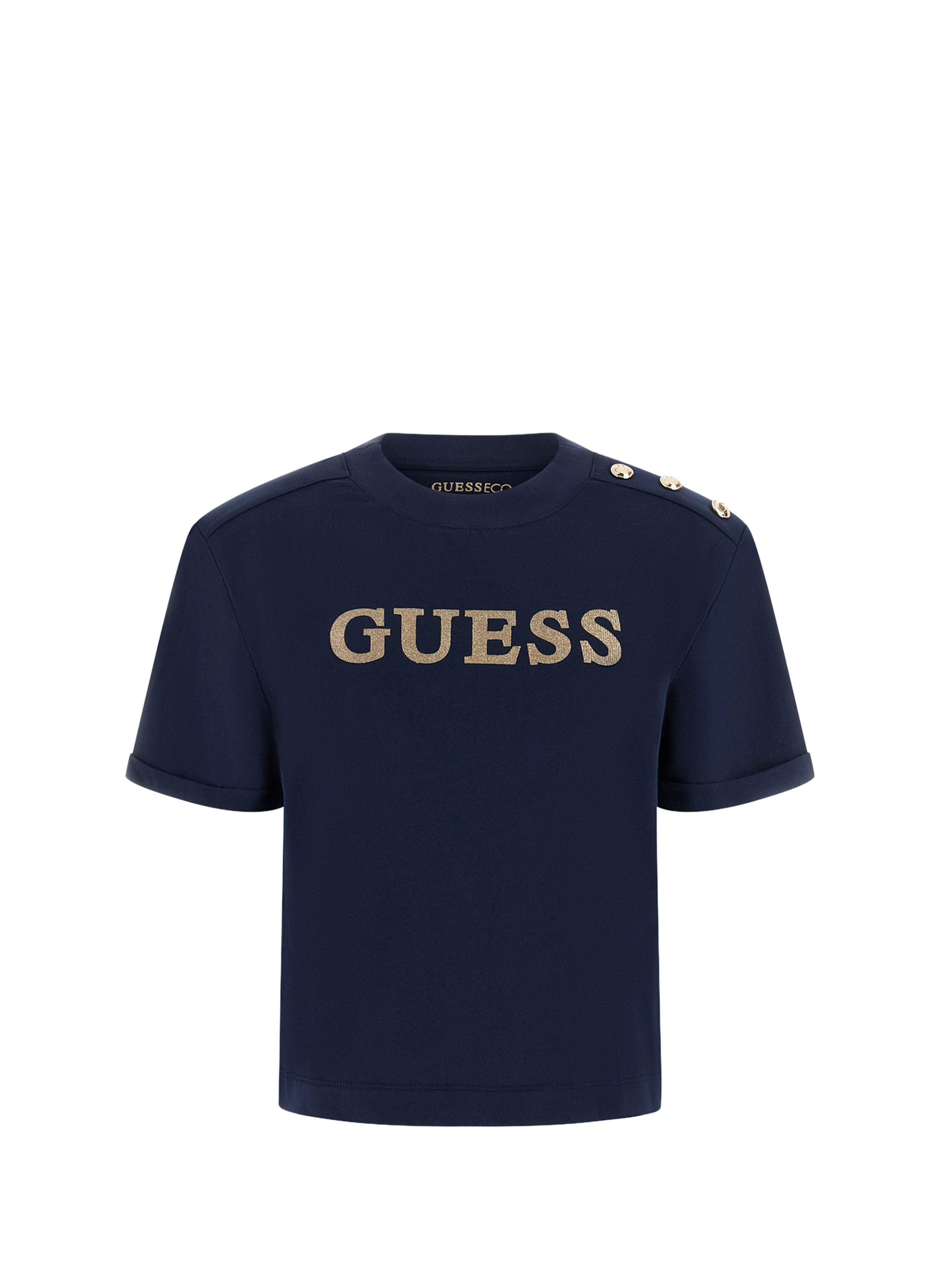 Biker-style cotton t-shirt GUESS Blue