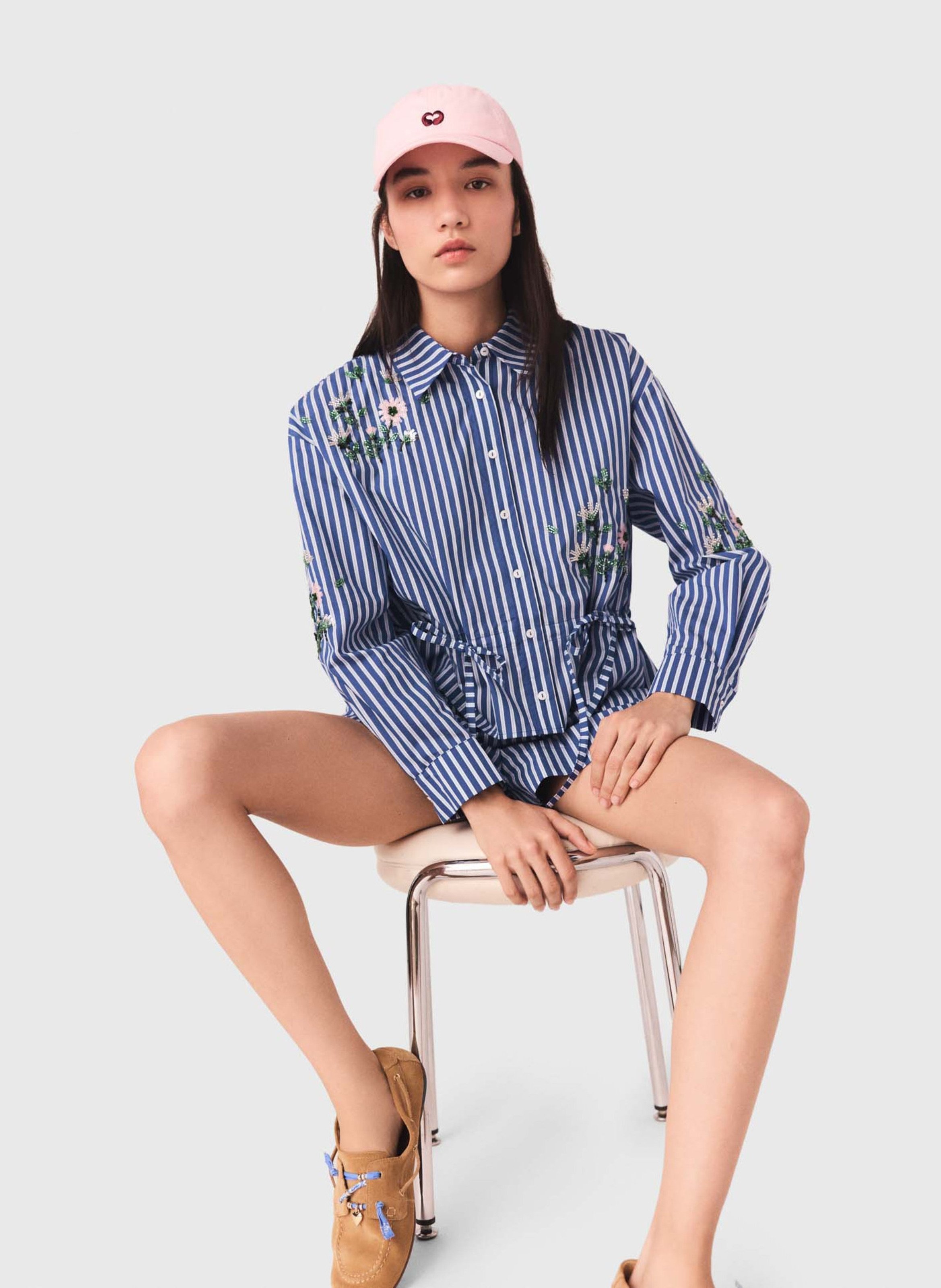 Chemise contrée en coton mélangé MAJE Blanc