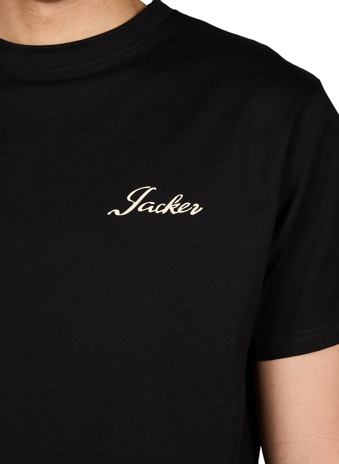 Straight printed cotton T-shirt JACKER. Black