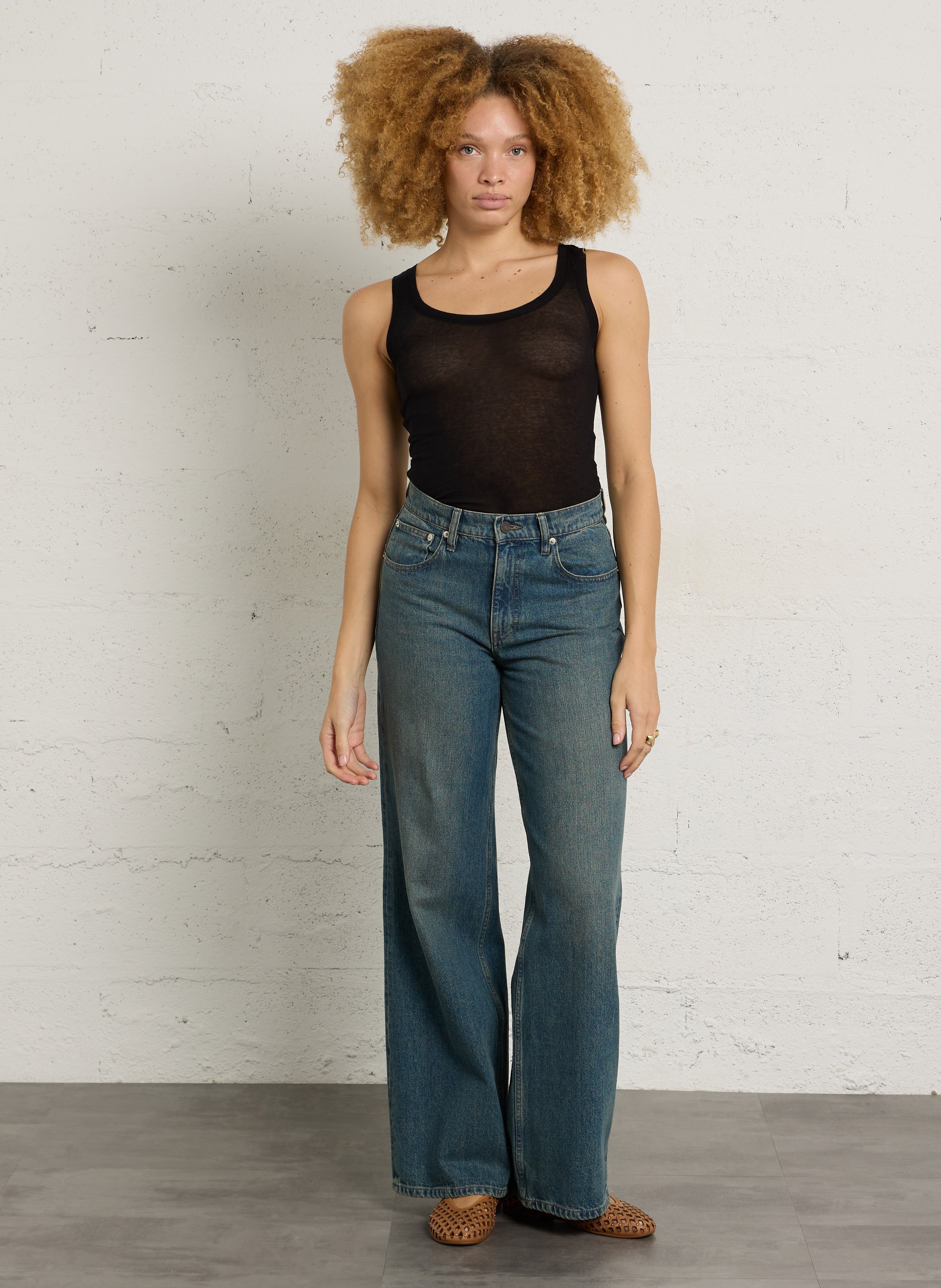 Débardeur à col rond en coton massachusetts AMERICAN VINTAGE Noir