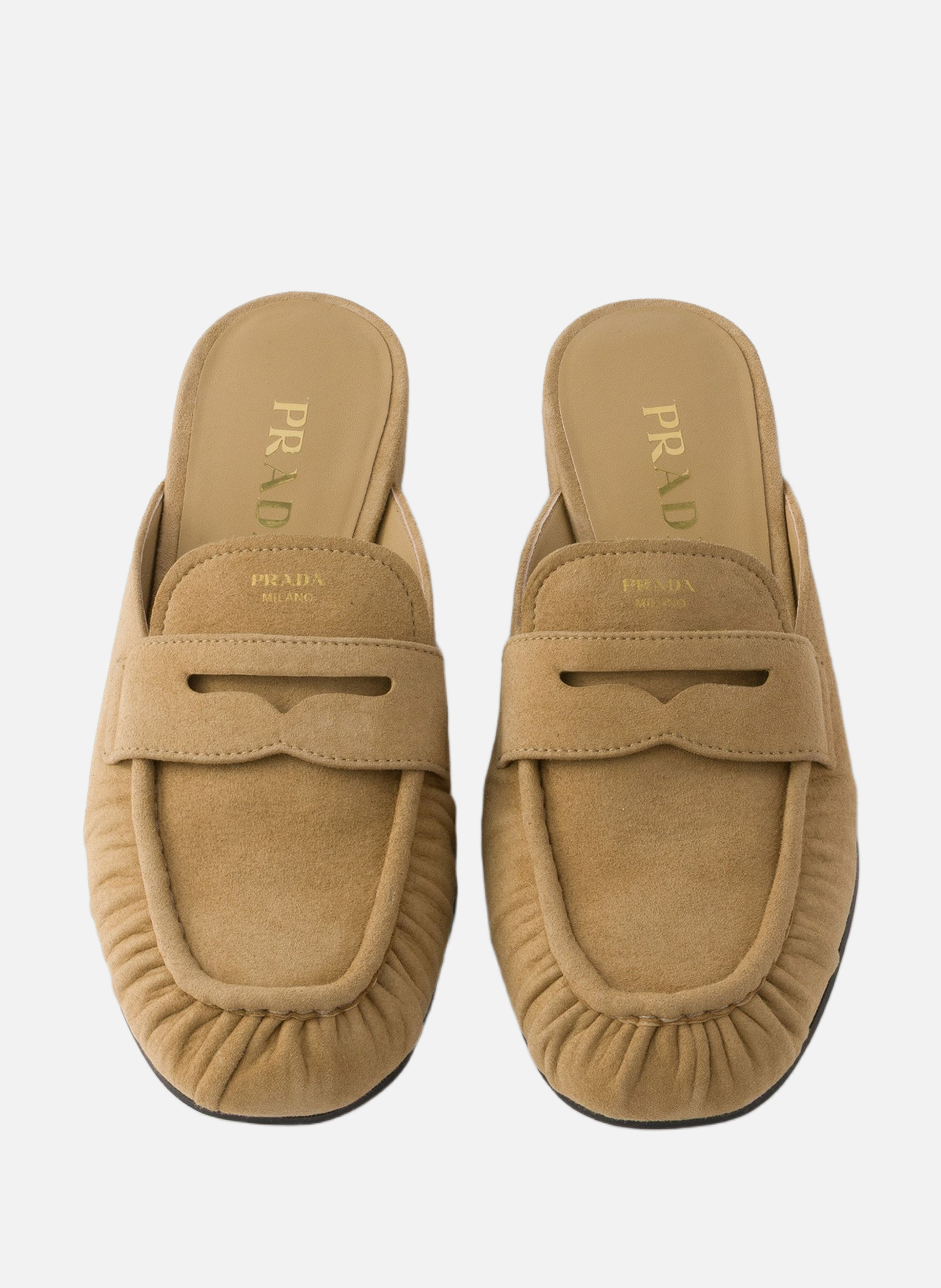 Mules en veau velours PRADA Beige