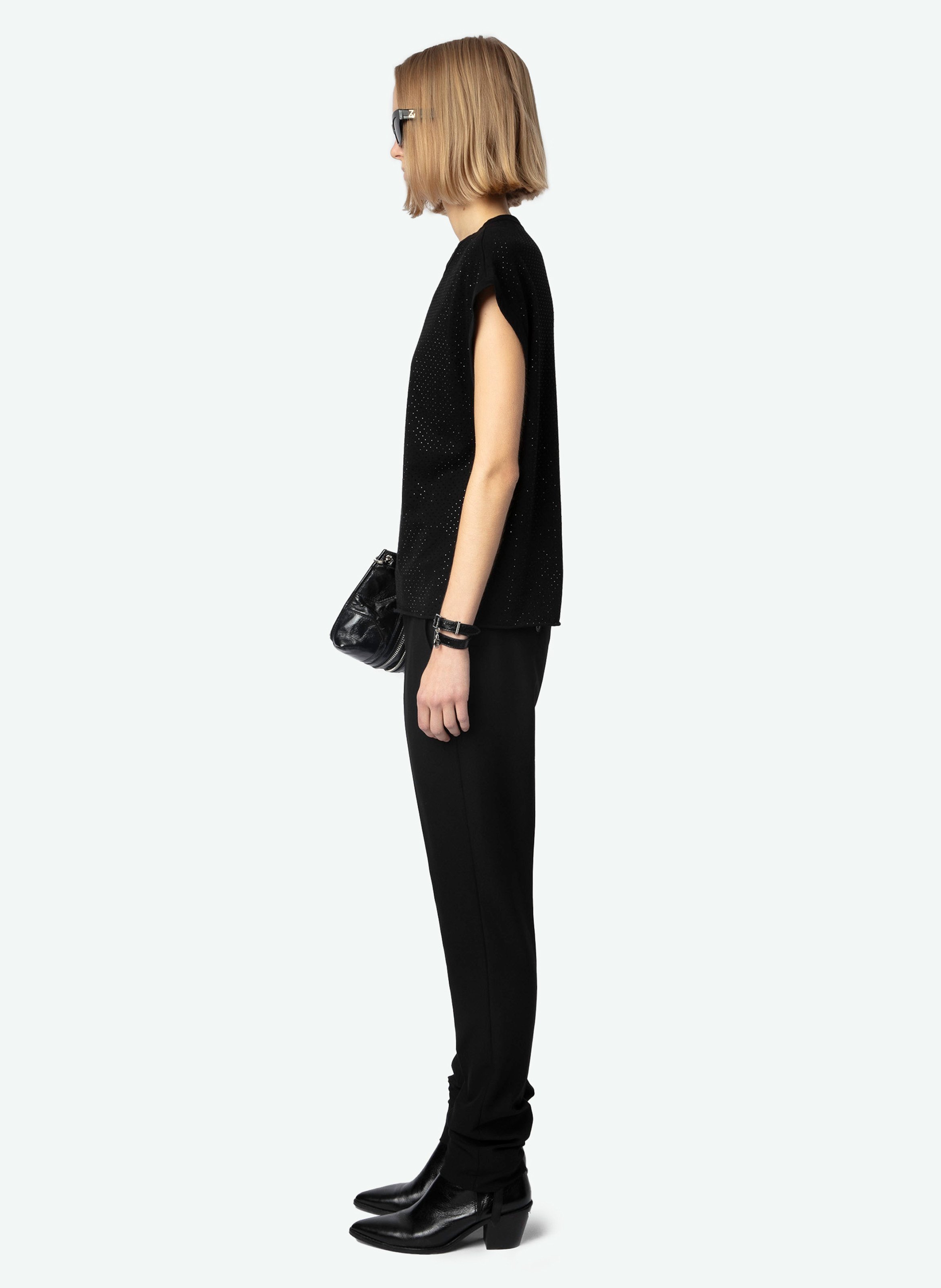 Tee-shirt à strass en coton cecilia ZADIG&VOLTAIRE Noir