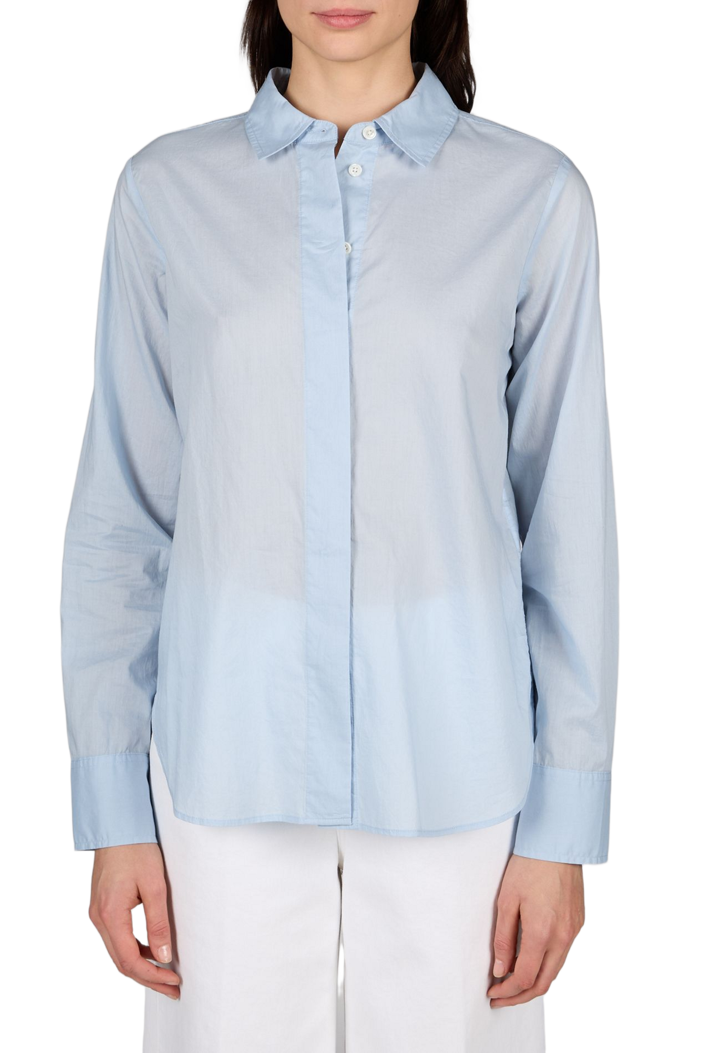 Chemise unie à coupe droite en coton CLOSED Bleu
