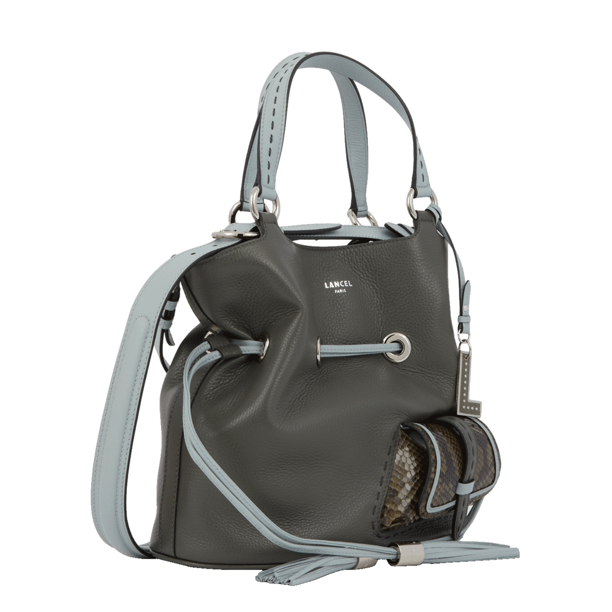 Handtas "Premier Flirt" van Lancel in kalfsleer met graanstructuur & python LANCEL Grijs