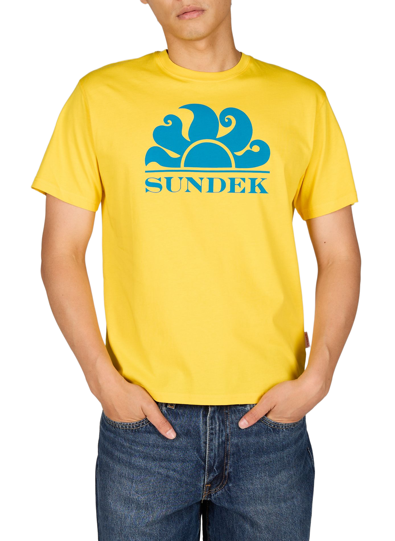 Round neck cotton t-shirt SUNDEK Yellow