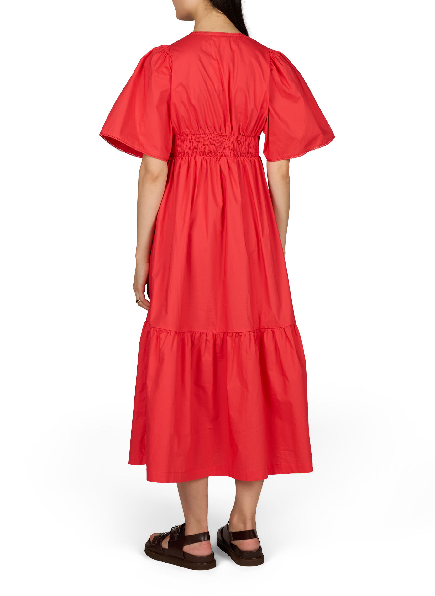 Kleid Camila mit kurzen Ärmeln aus Baumwolle GARANCE Rot