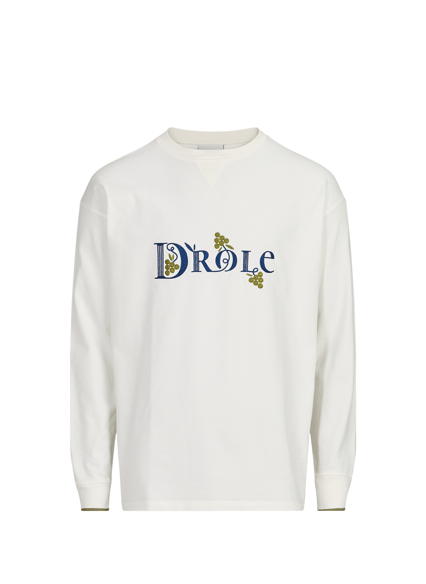Long-sleeved cotton t-shirt with embroidery DROLE DE MONSIEUR White