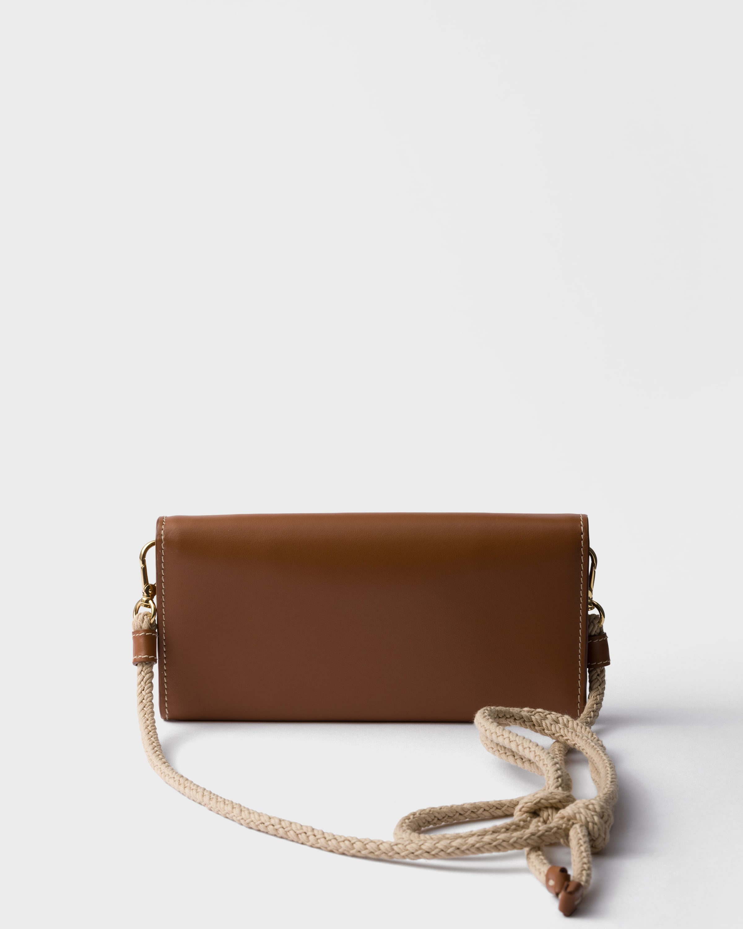 Porte-monnaie en cuir avec bandoulière PRADA Marron