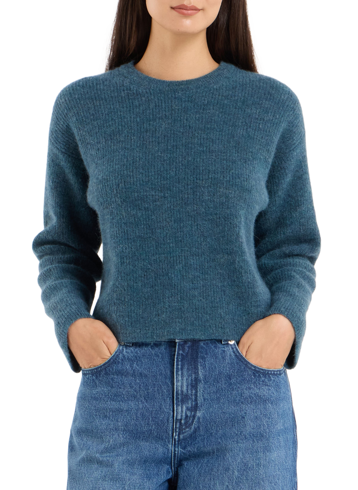 Baylory round neck pullover in blended alpaca wool SAISON 1865 Blue