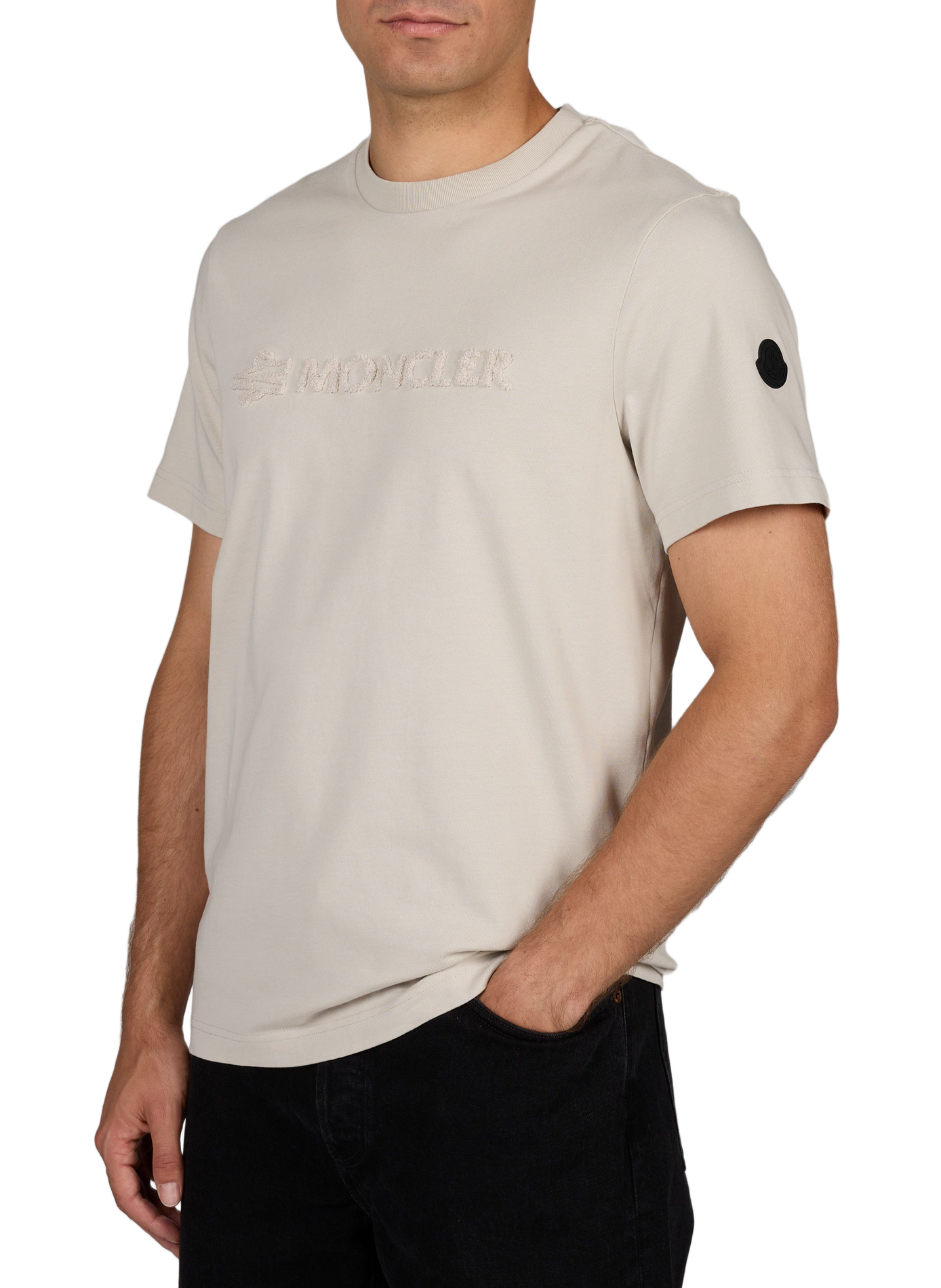 T-shirt met merk in katoenen badstof MONCLER Beige