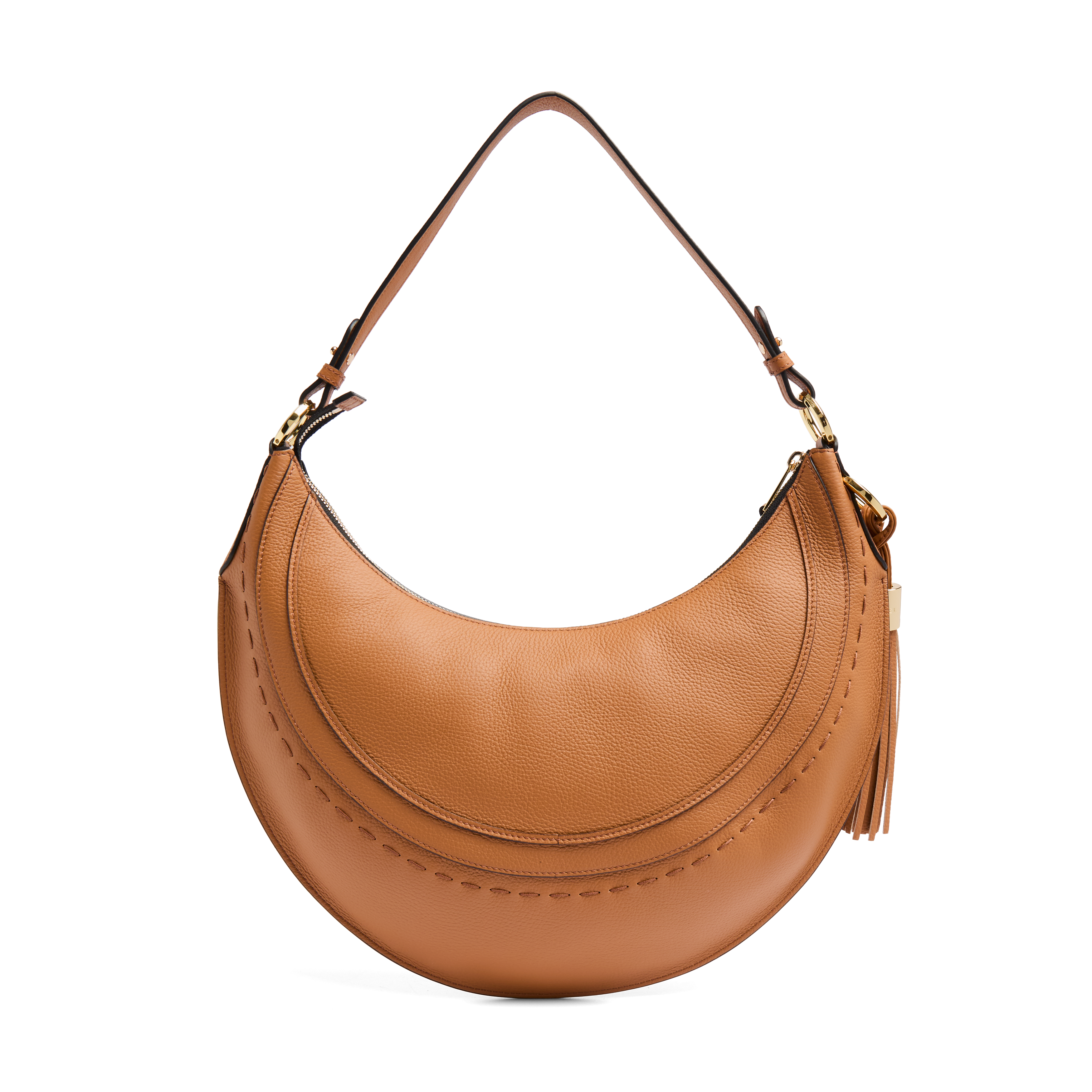 Handtas in reliëfleer. LANCEL Bruin