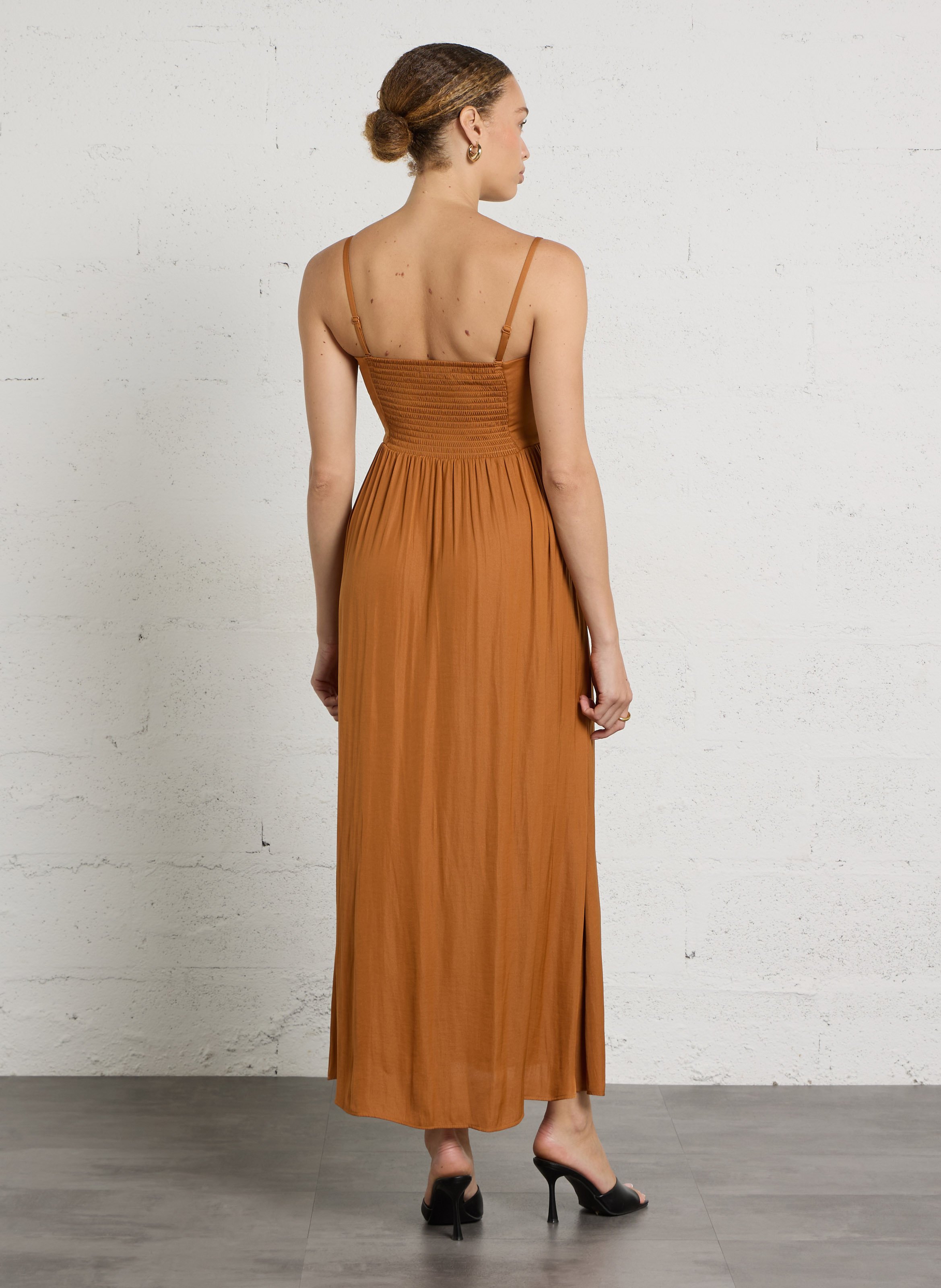 Robe longue à bretelles plissée passion MAISON 123 Doré