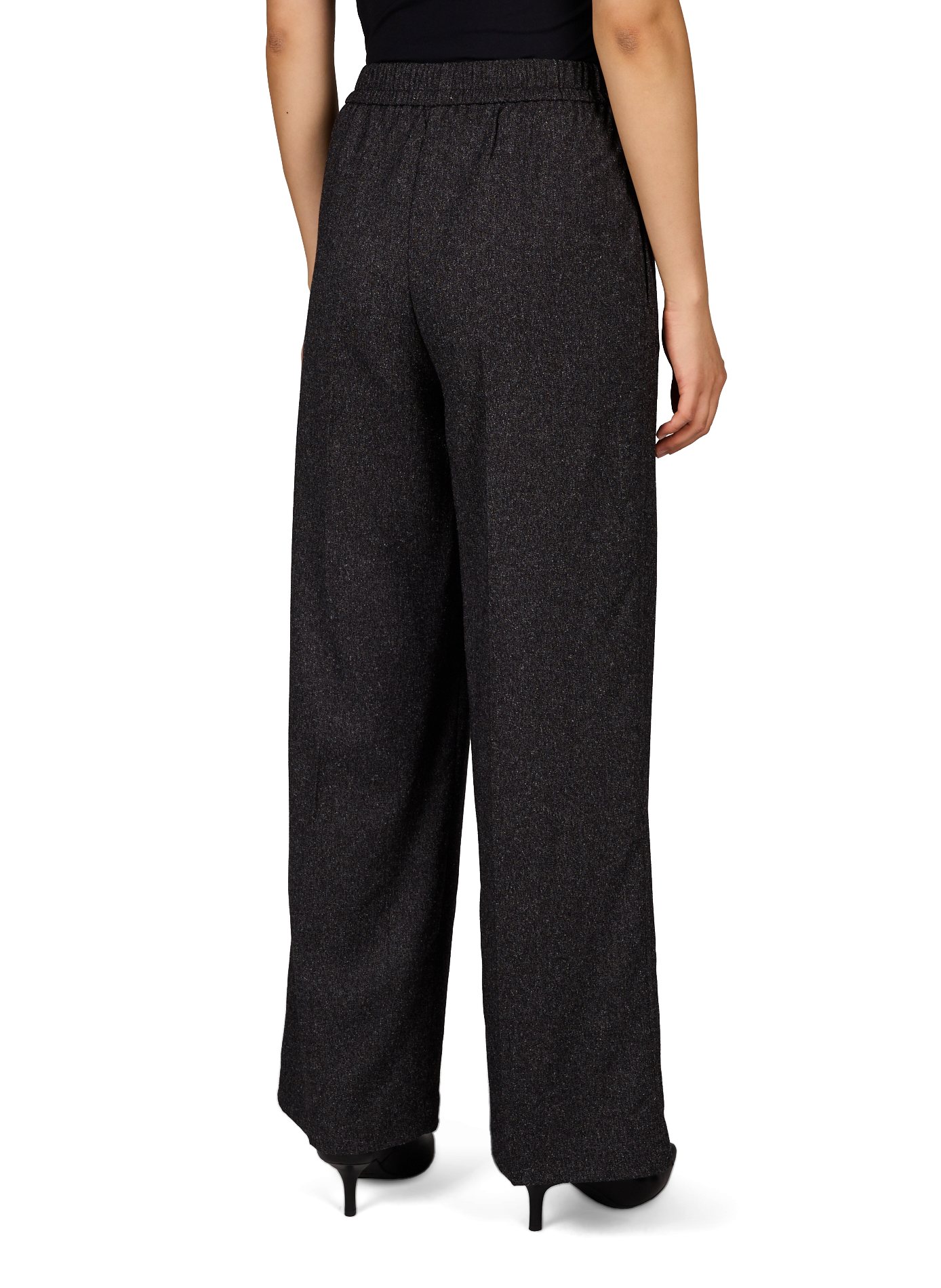 Breite Hose mit mittlerer Taille OBJECT Schwarz