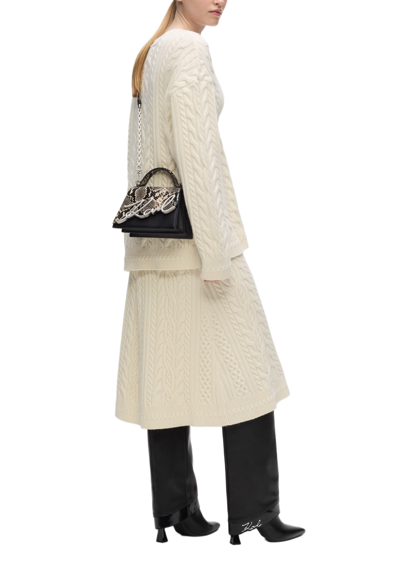 Handtasche K/Signature 2.0 mit Tierdruck aus gemischtem Leder KARL LAGERFELD No color
