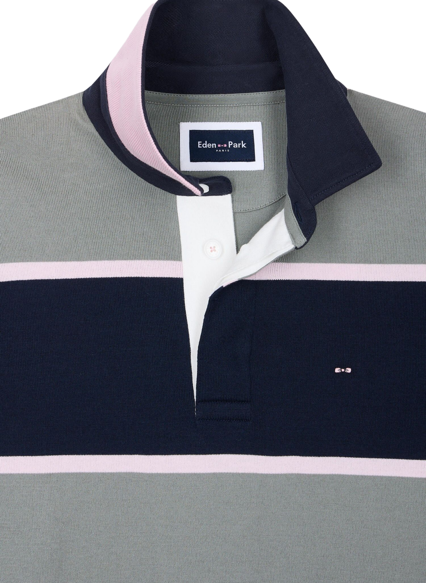 Polo slim à rayures en coton EDEN PARK Khaki