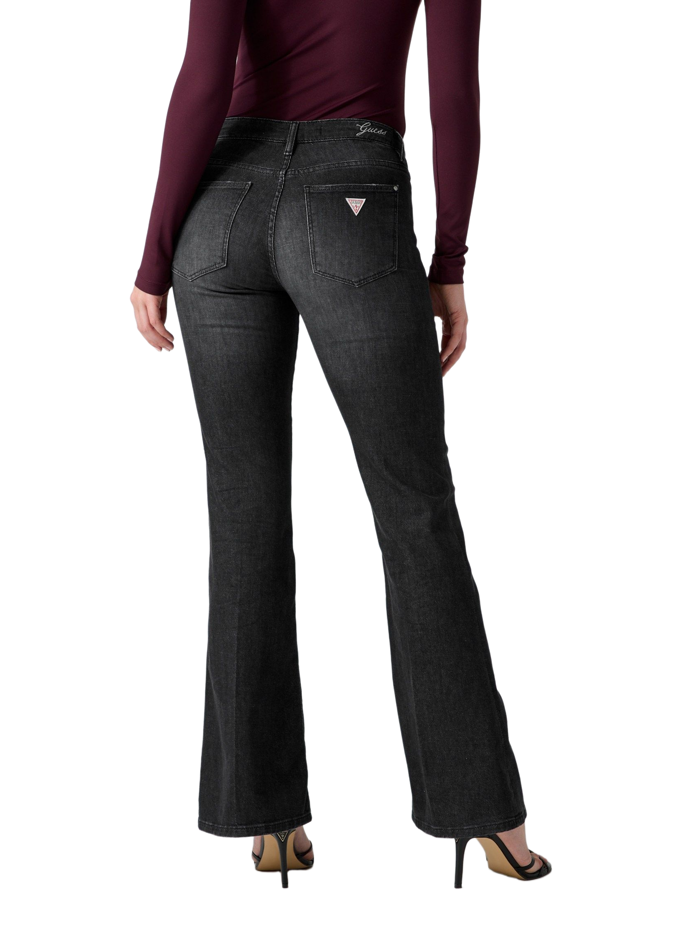 Jean flare en coton mélangé GUESS Schwarz