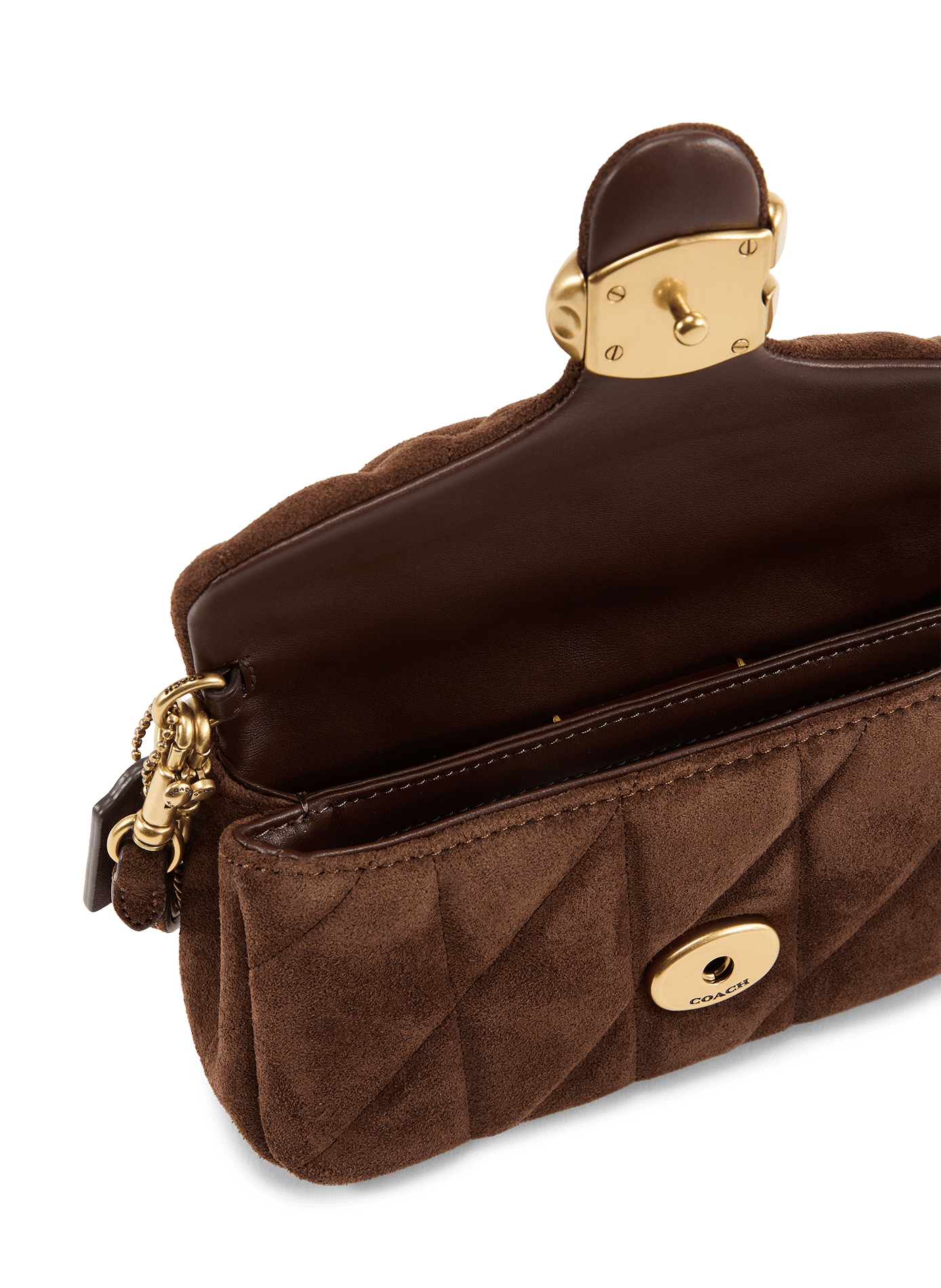 Sac bandoulière Tabby Chain 19 en cuir daim COACH Marron