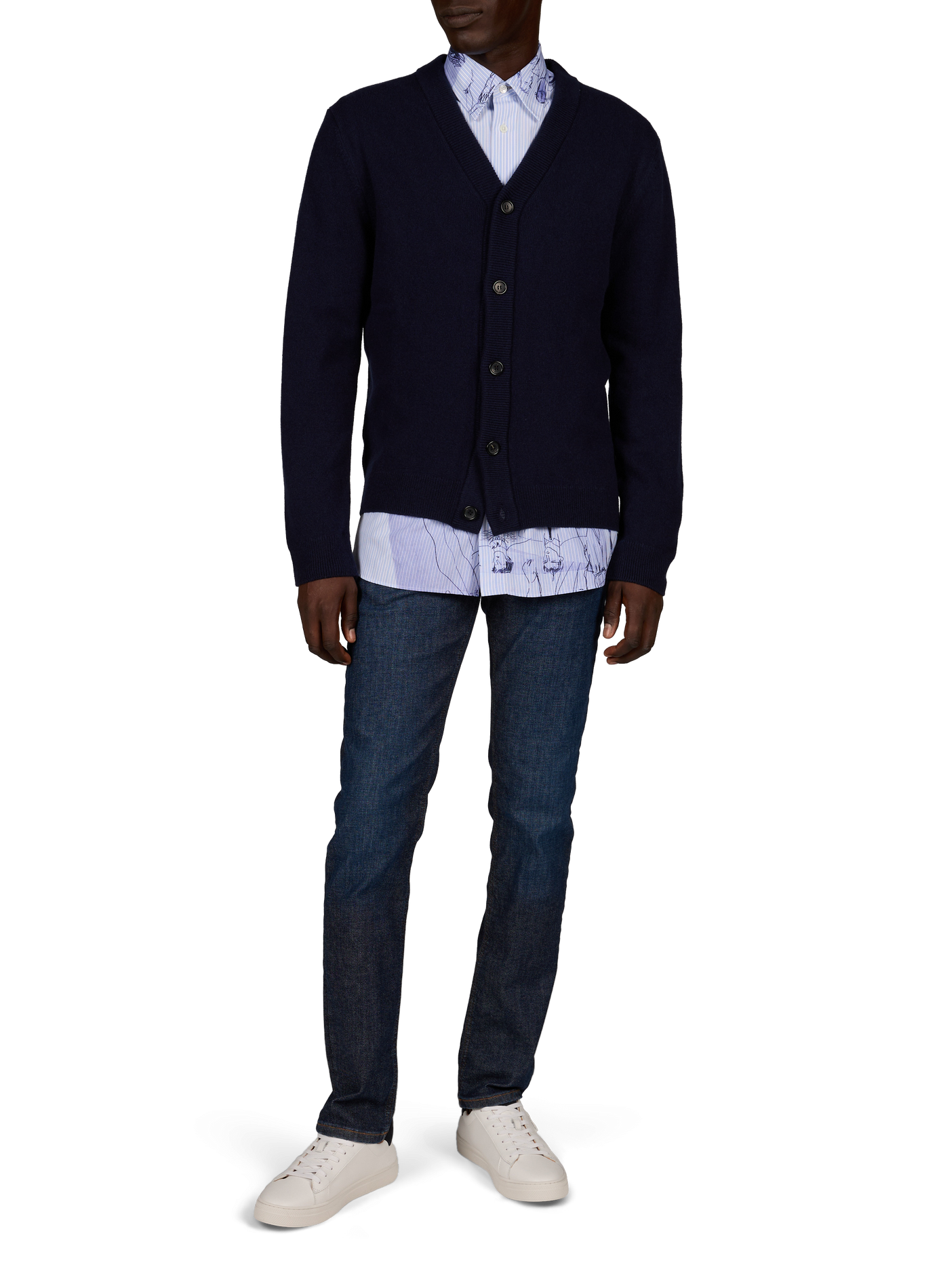 Straight-cut merino wool cardigan PAUL SMITH Blue