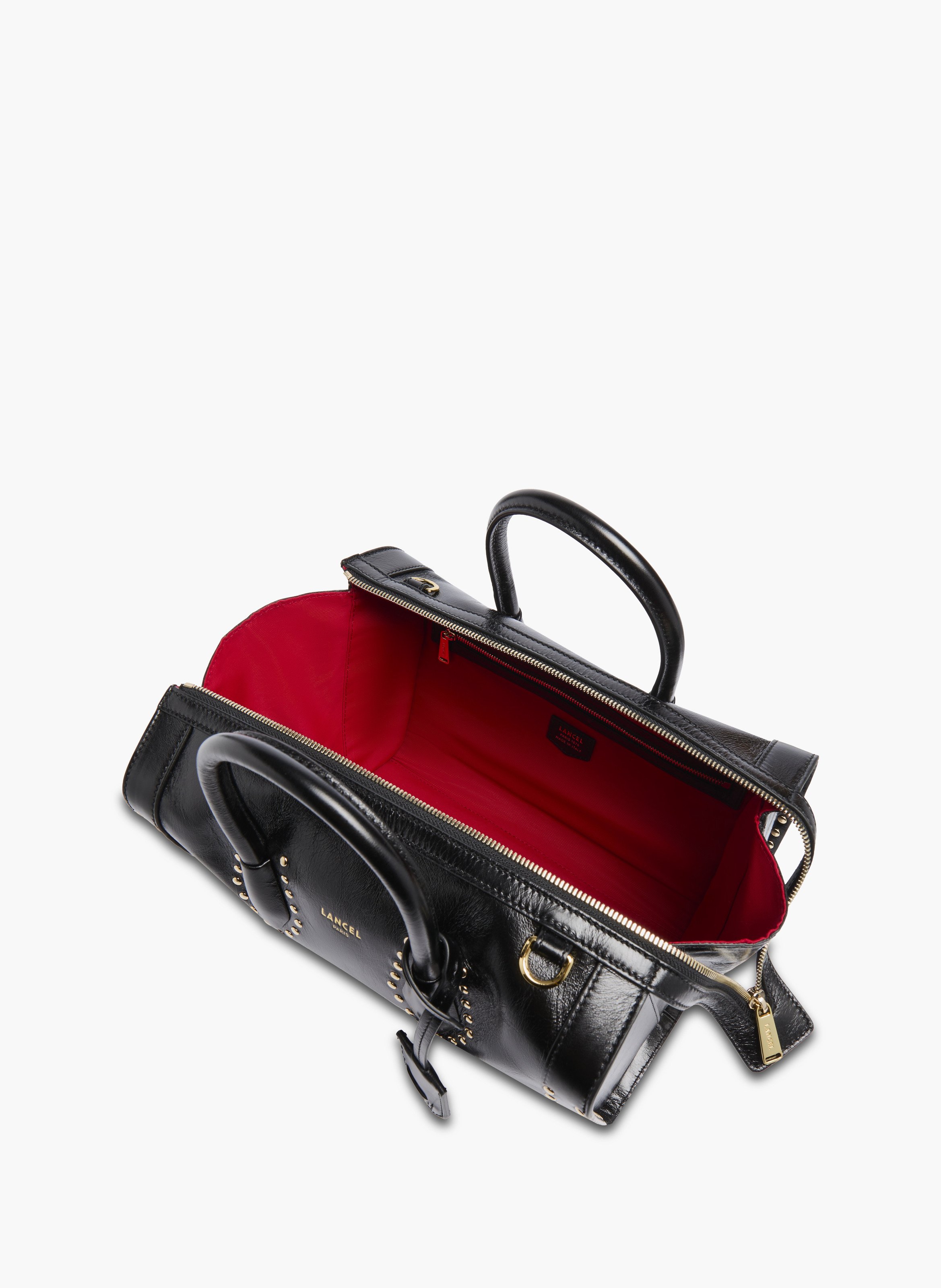 Sac bowling m - lancel bcbg, cuir de vachette vintage avec clous LANCEL Rouge