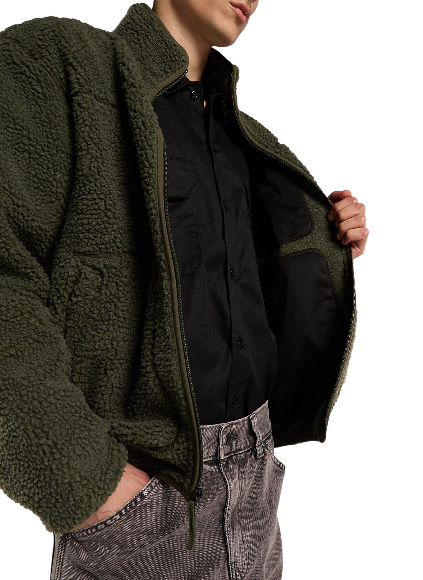 Straight fleece jacket with high collar DICKIES Green
