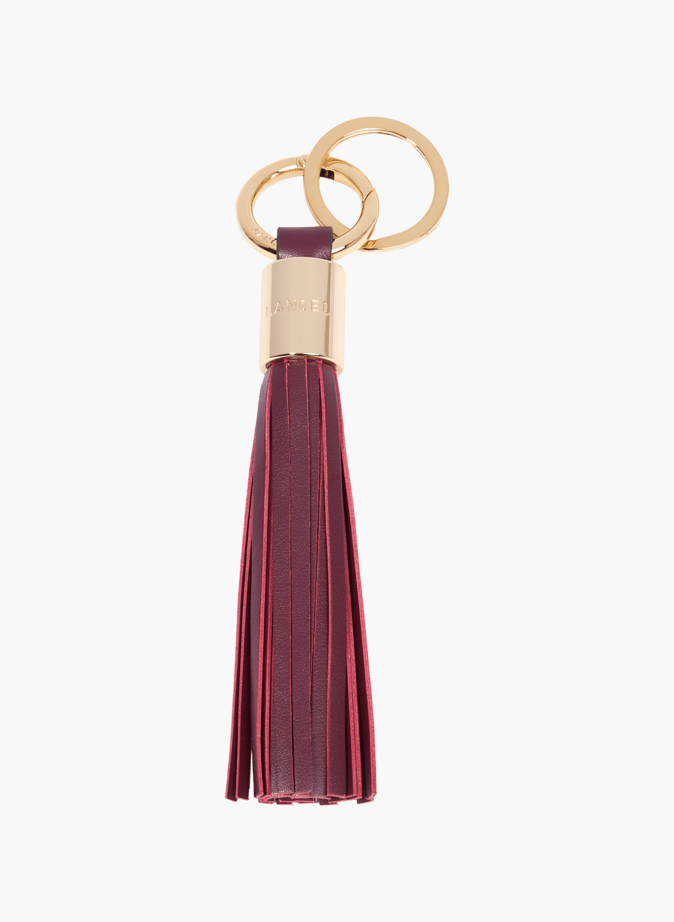 Sleutelhanger met pompon "Premier Flirt" van Lancel in leer LANCEL Paars