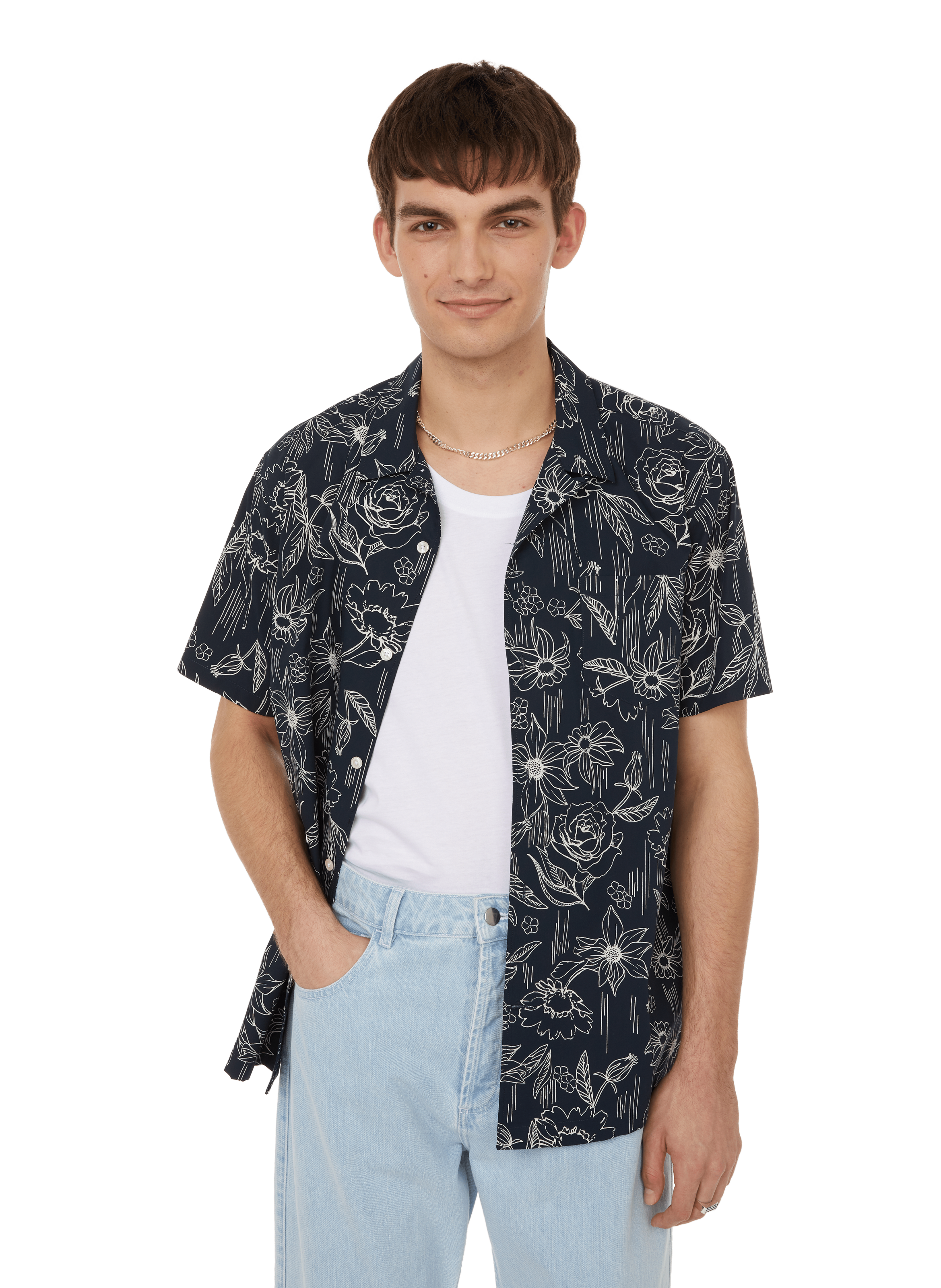 AU PRINTEMPS PARIS Printed cotton shirt Blue