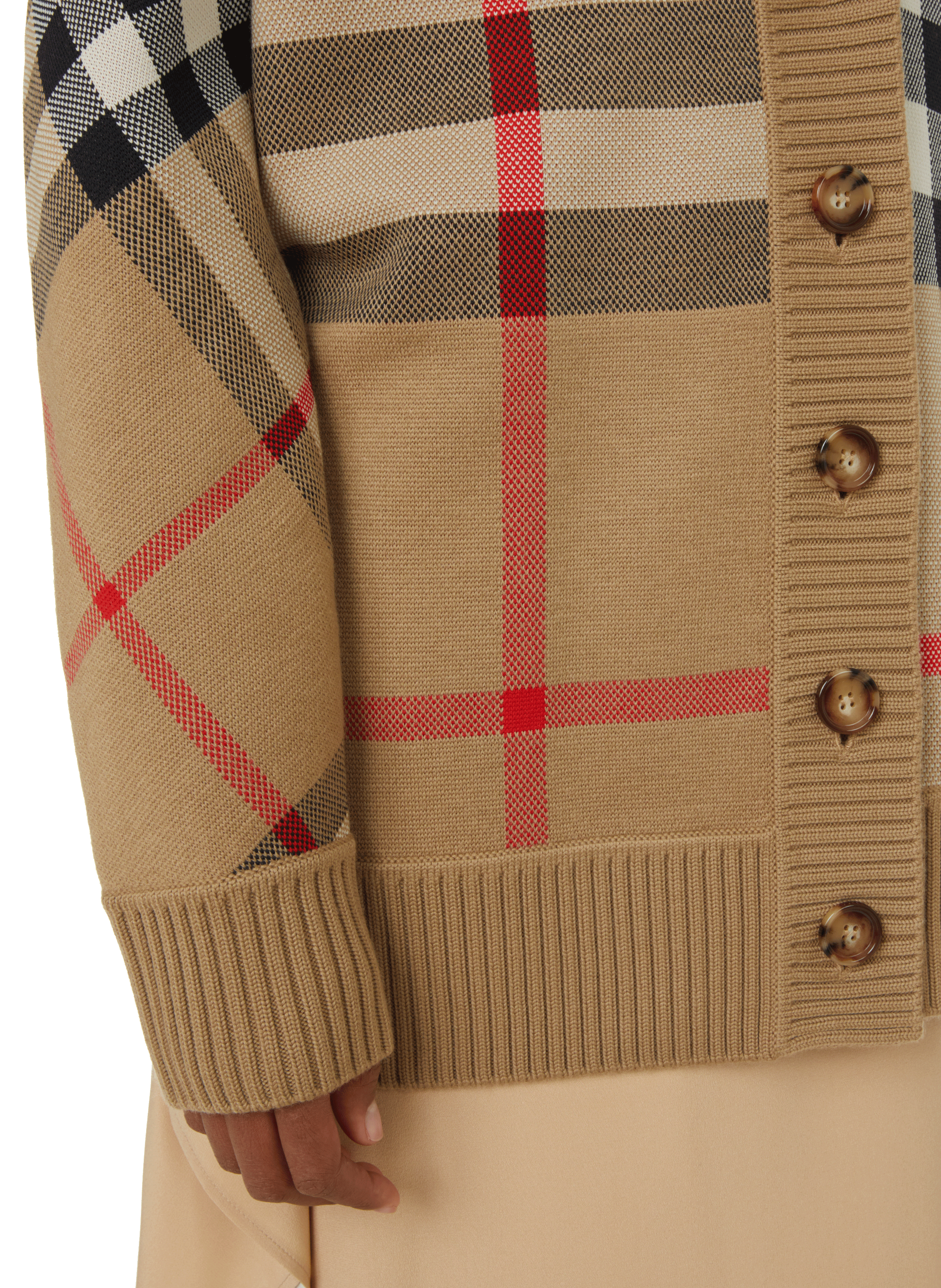 Vintage check merino wool-blend cardigan BURBERRY Brown