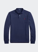 Long-sleeved cotton polo shirt  Spring navy heatherc3958