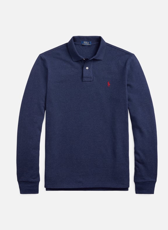 Long-sleeved cotton polo shirt Blue by POLO RALPH LAUREN POLO RALPH LAUREN Long-sleeved cotton polo shirt Blue