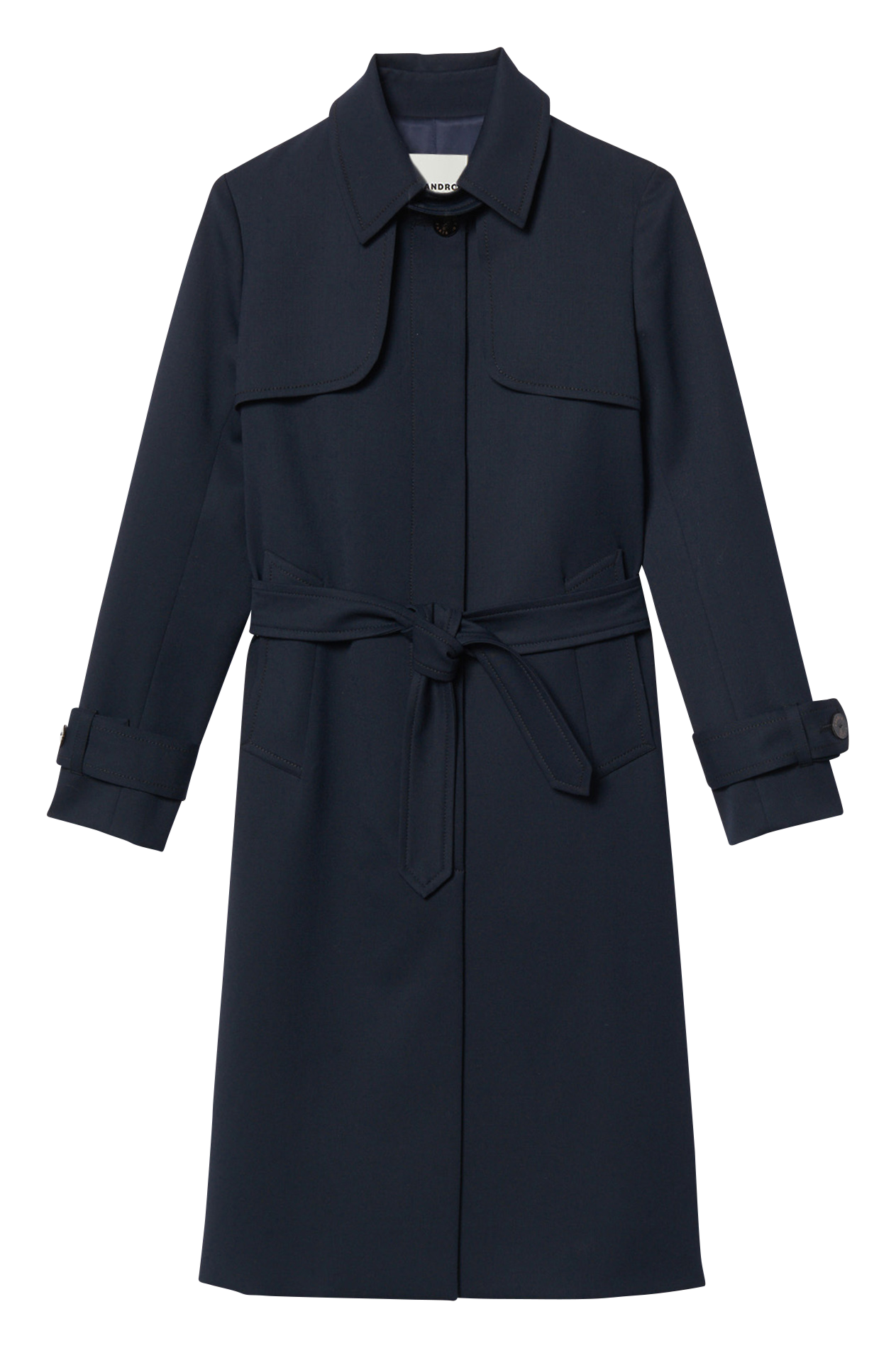 Trench col classique à empiècement plissé au dos SANDRO Bleu