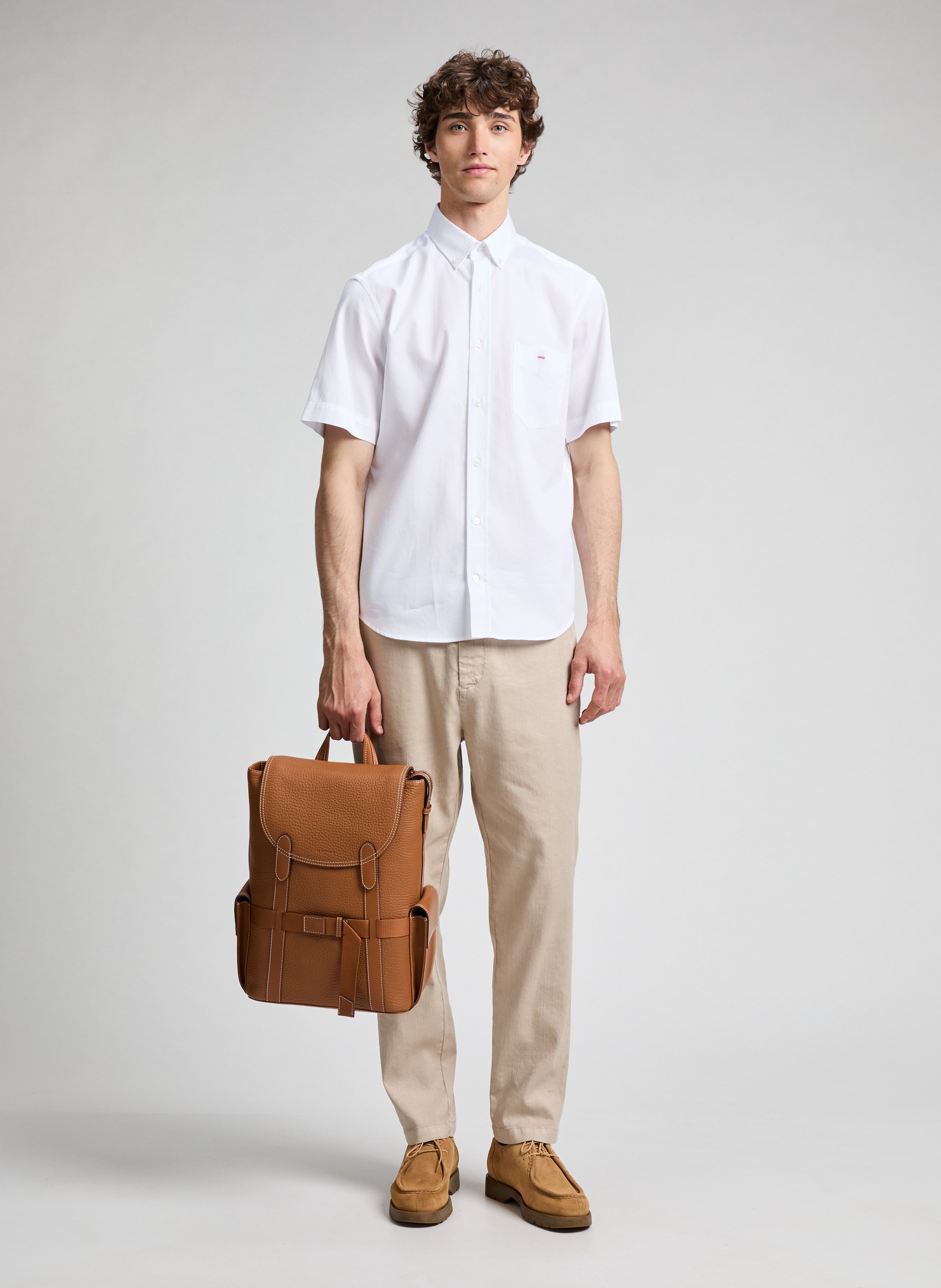 Chemise à col américain en coton EDEN PARK Blanc