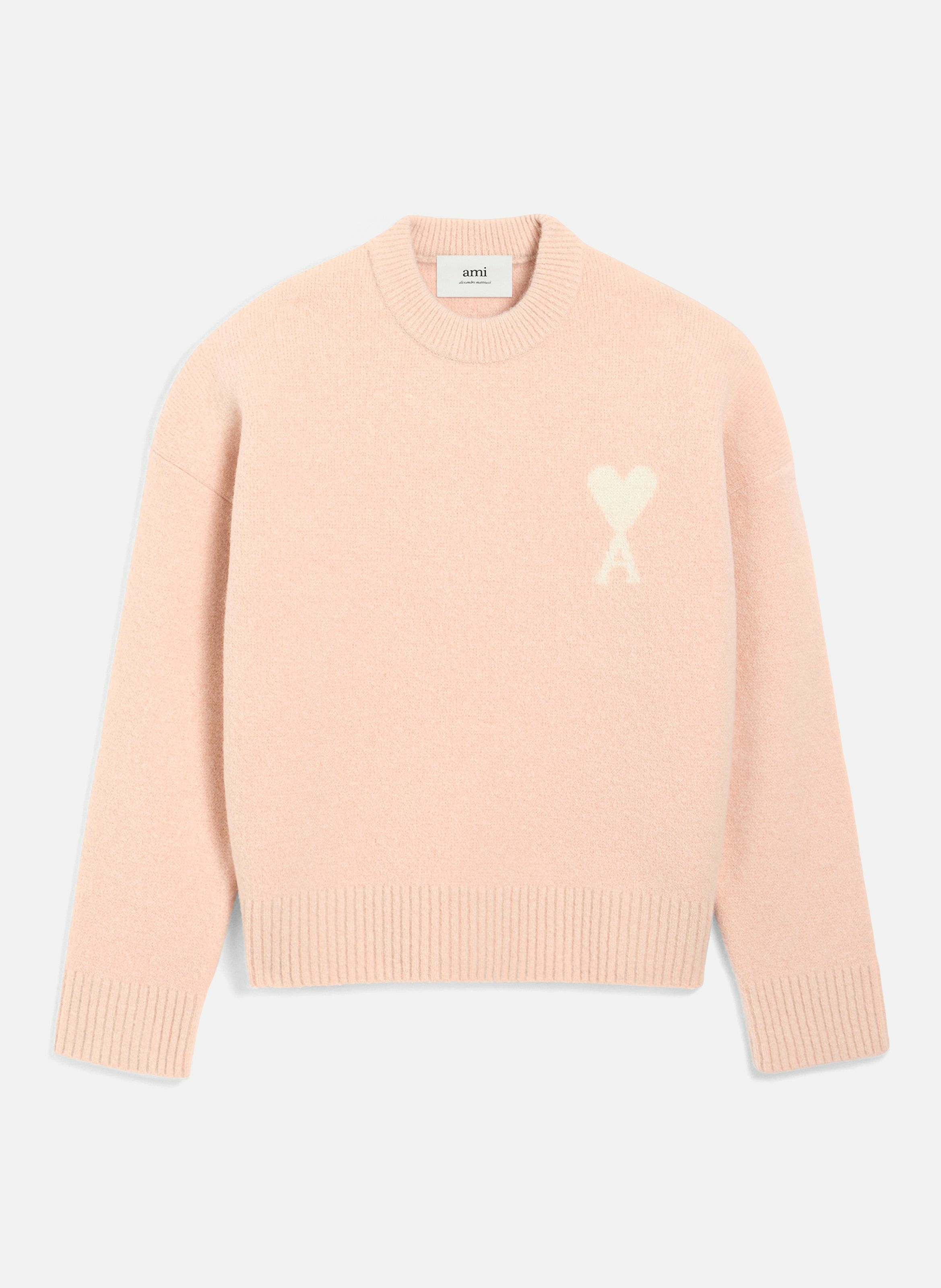 Pull col rond ami de coeur en alpaga unisexe AMI PARIS Rose