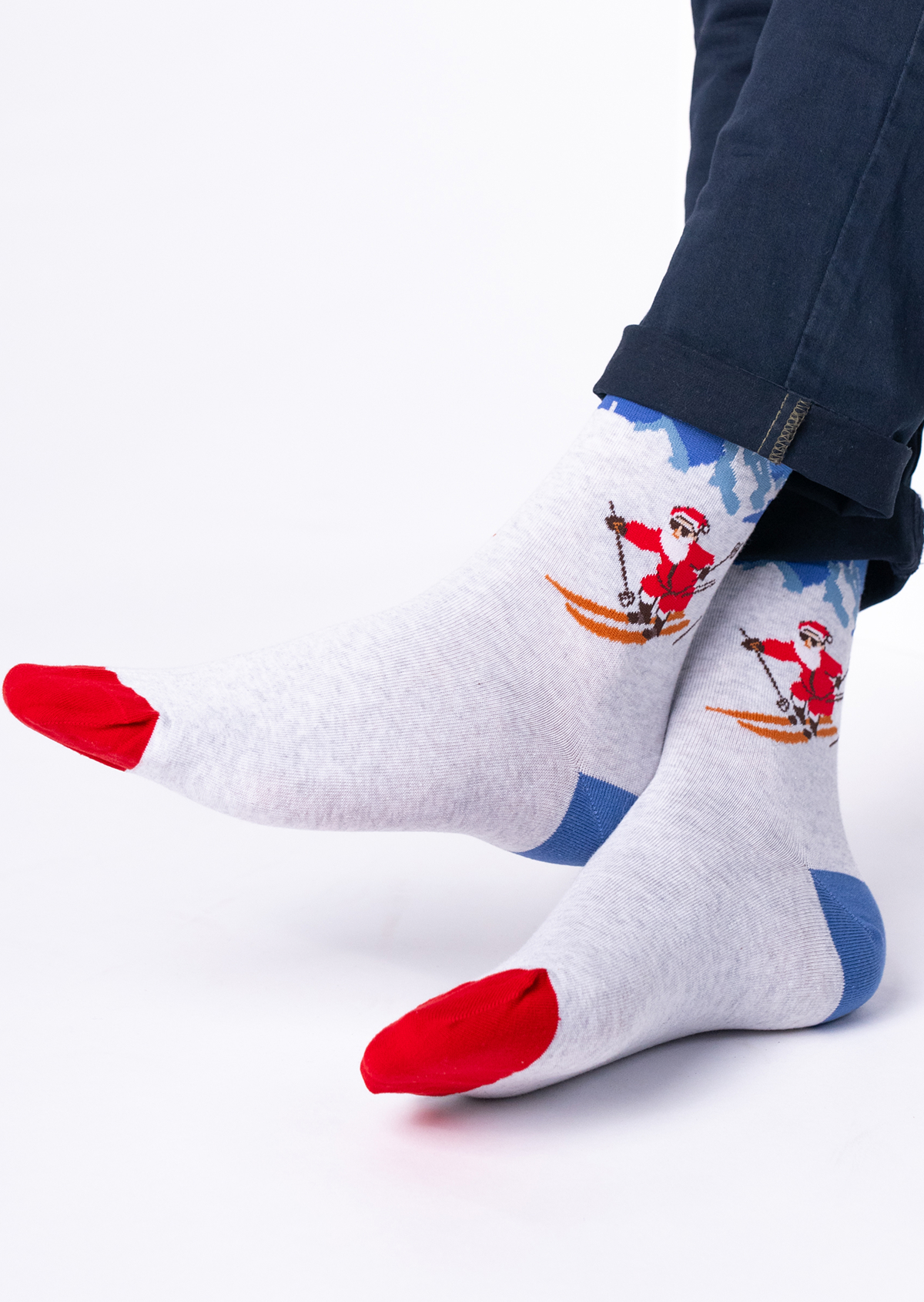 Chaussettes en coton peigné à motifs BILLYBELT Gris