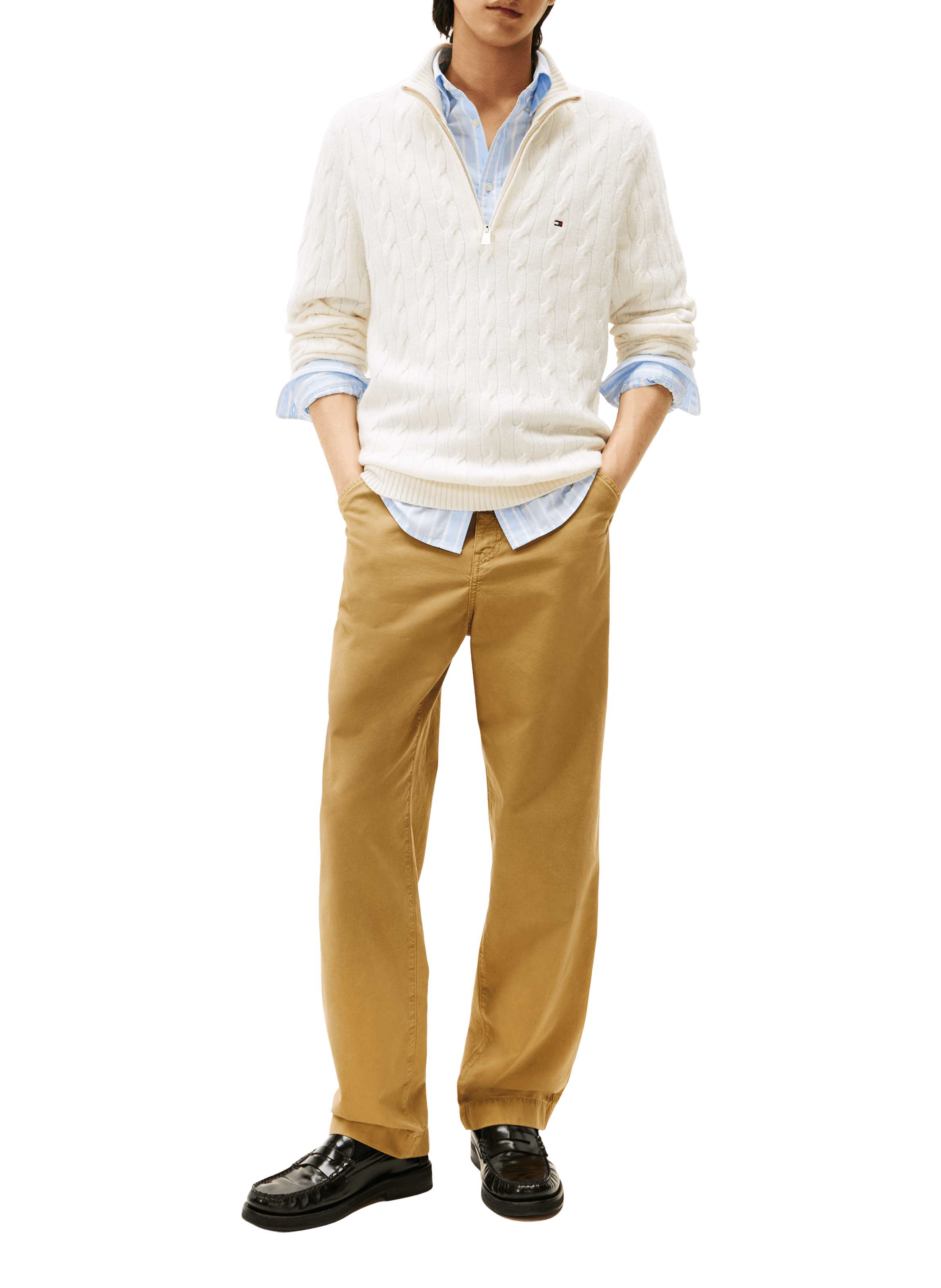 Wool blend zip-up sweater TOMMY HILFIGER Beige