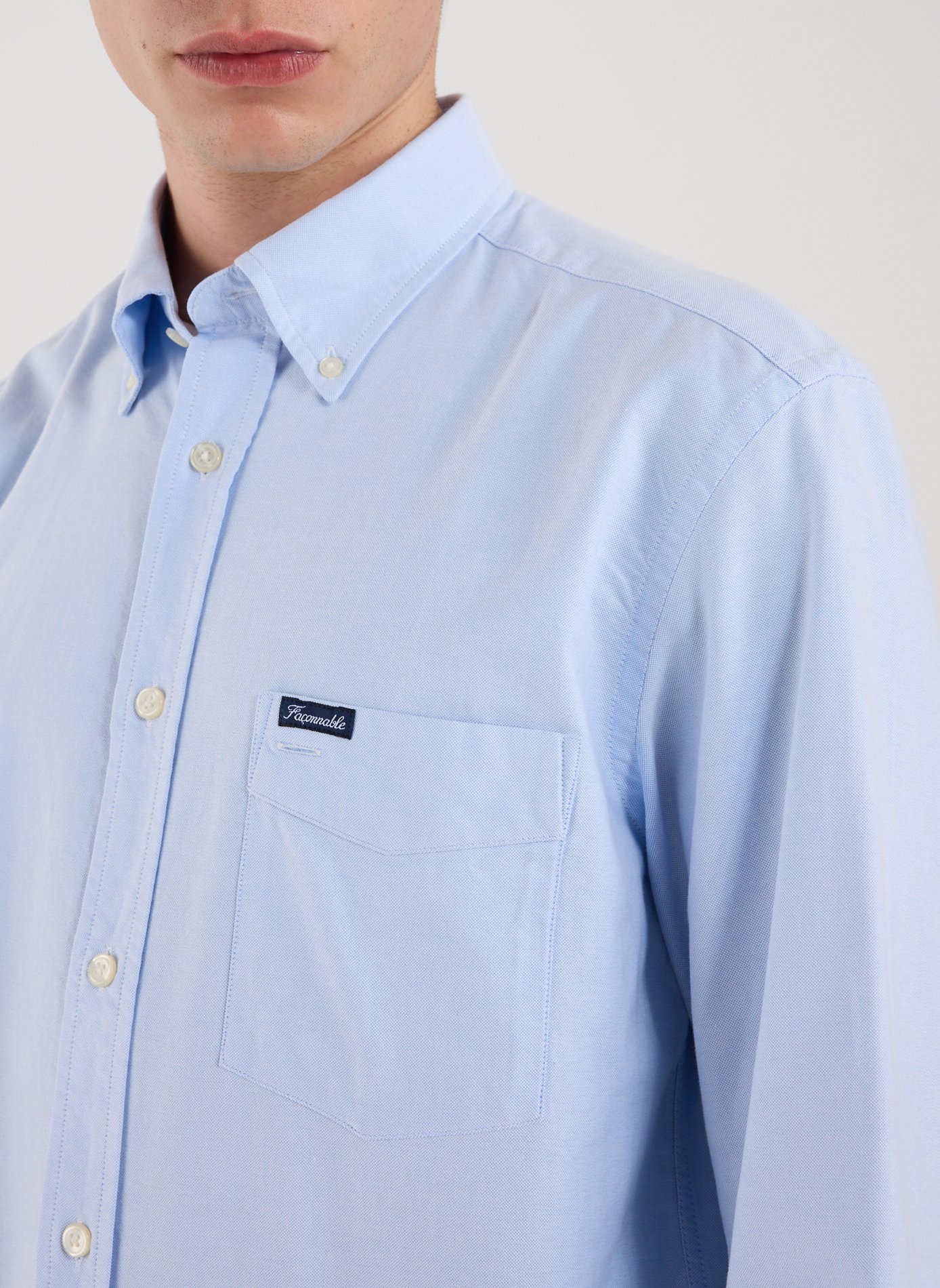 Chemise unie en coton FACONNABLE Bleu
