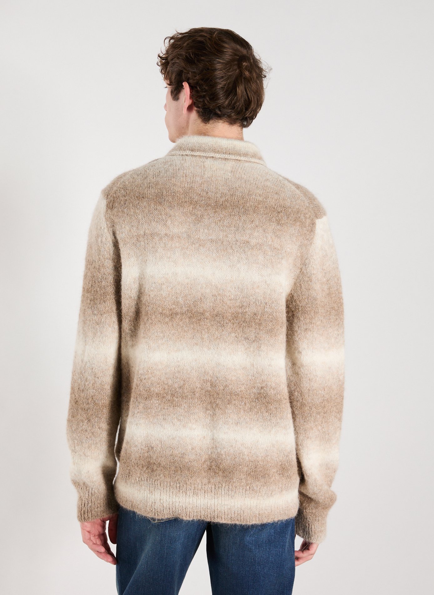 Alfie straight striped sweater in blended alpaca wool NN.07 Beige