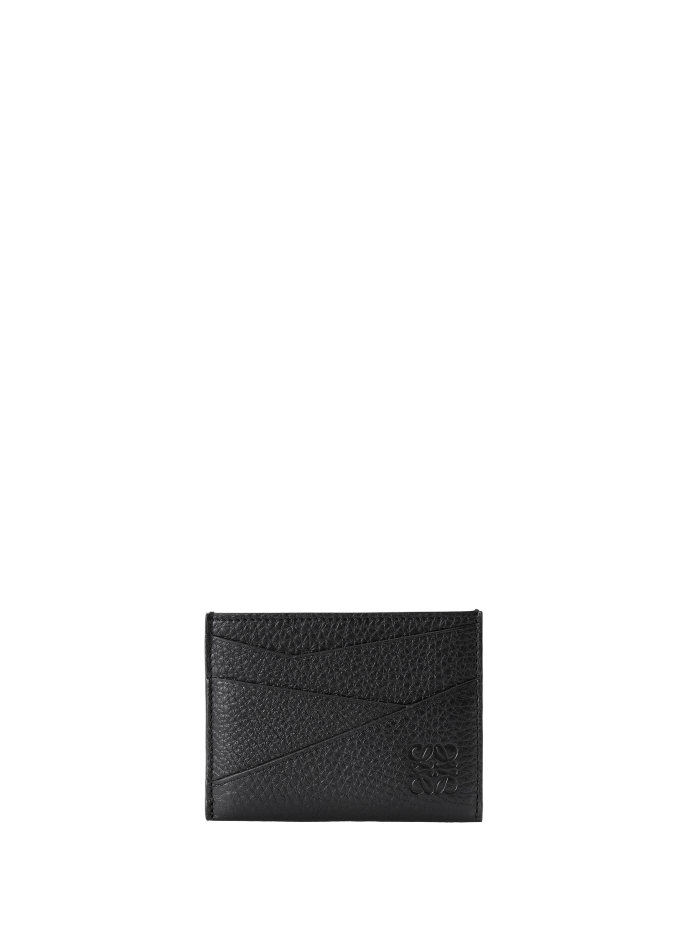 LOEWE Solid color Puzzle cardholder in soft grained calfskin leather Black