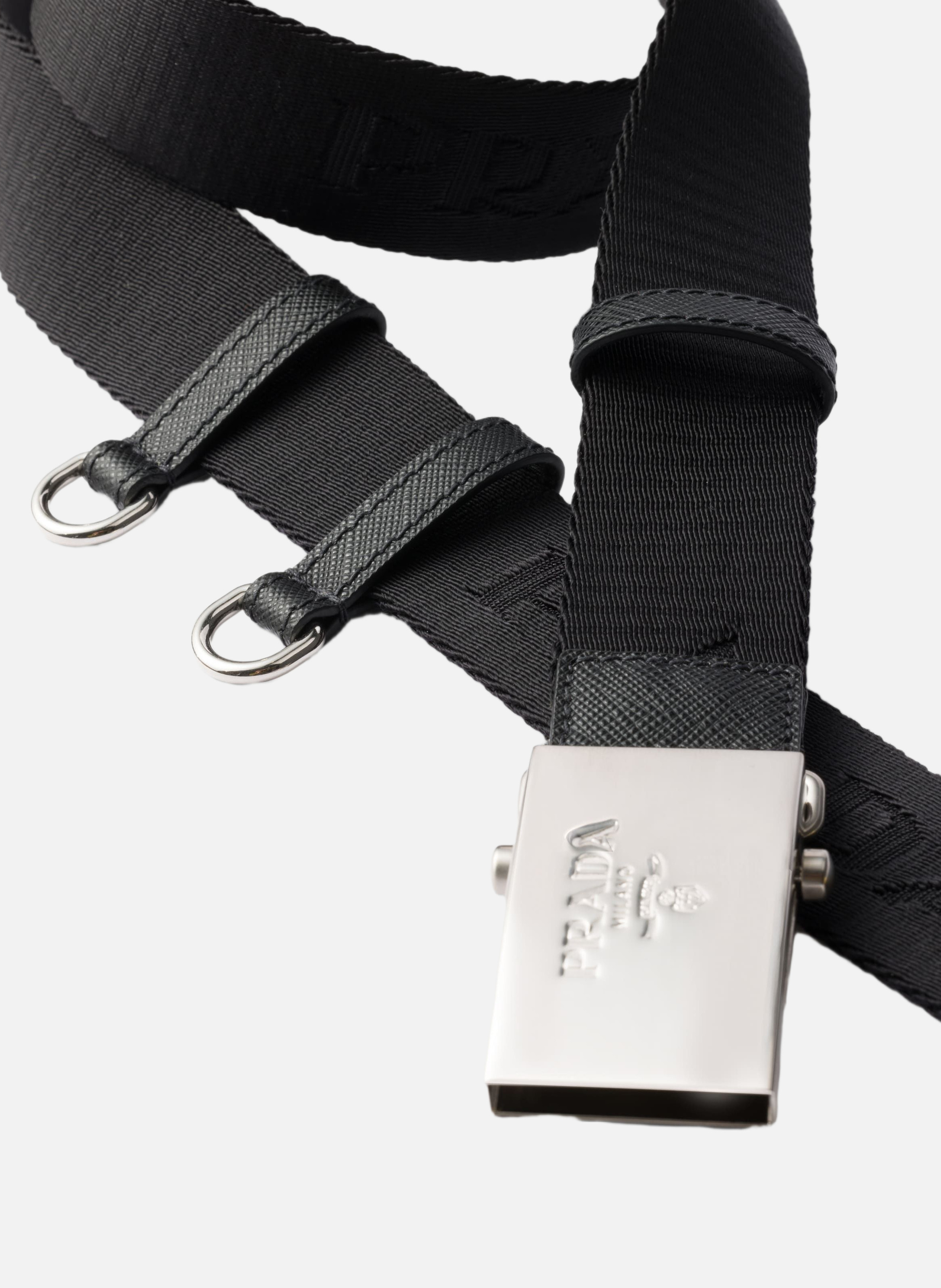Ceinture en ruban de coton PRADA Noir