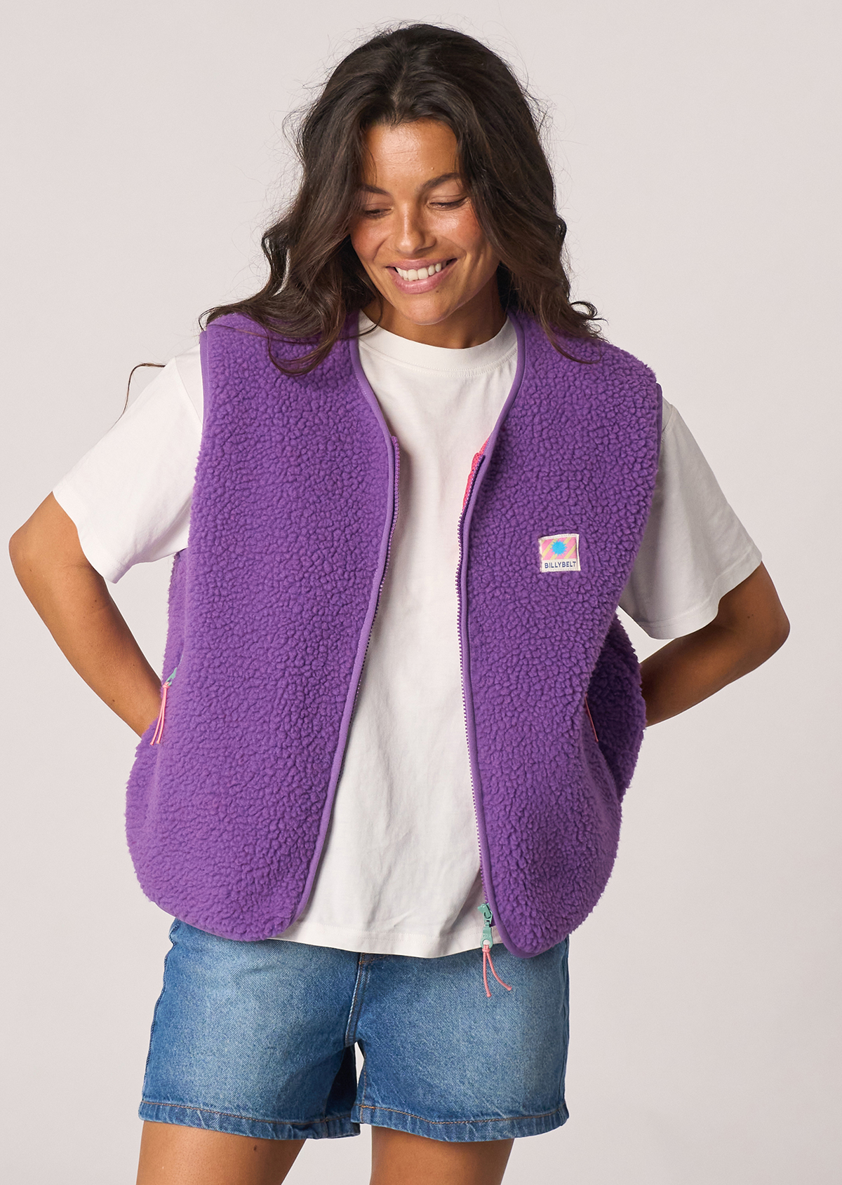 Veste sherpa zippée sans manches BILLYBELT Violet
