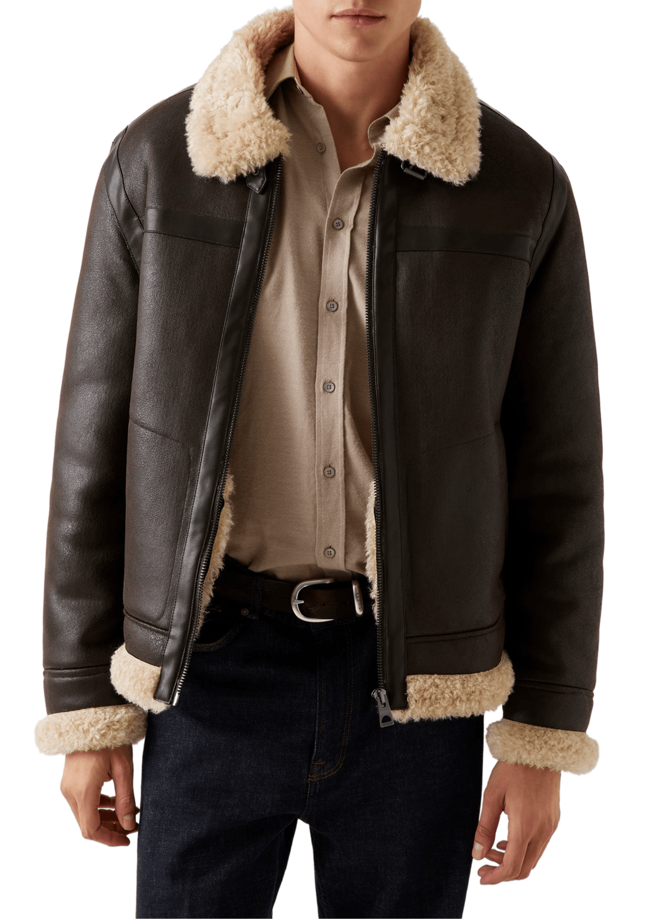 GUESS Jacket with textured edges Brown