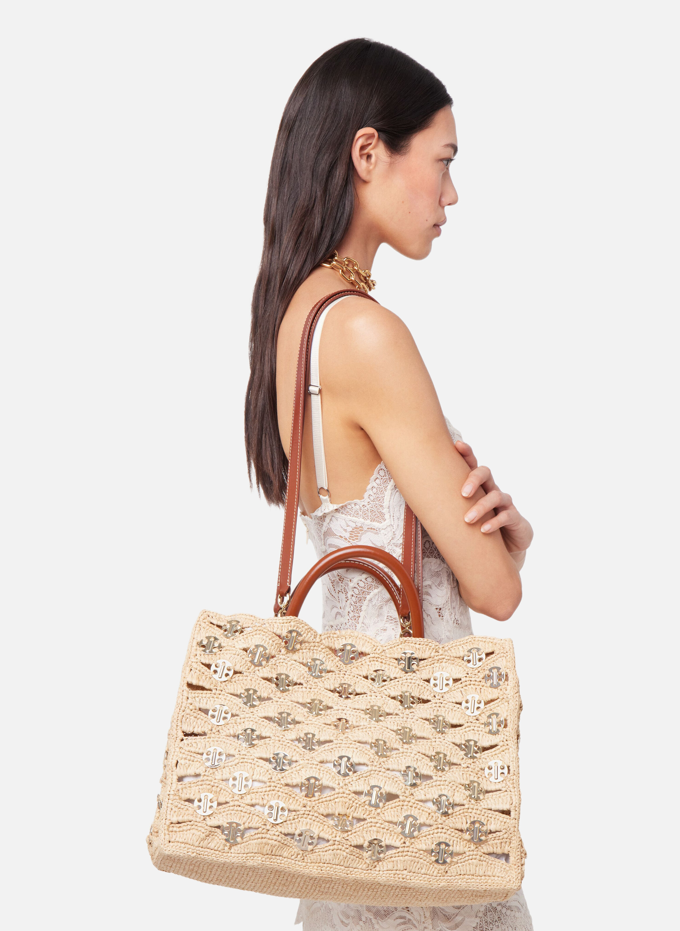 Sac cabas en raphia RABANNE Beige