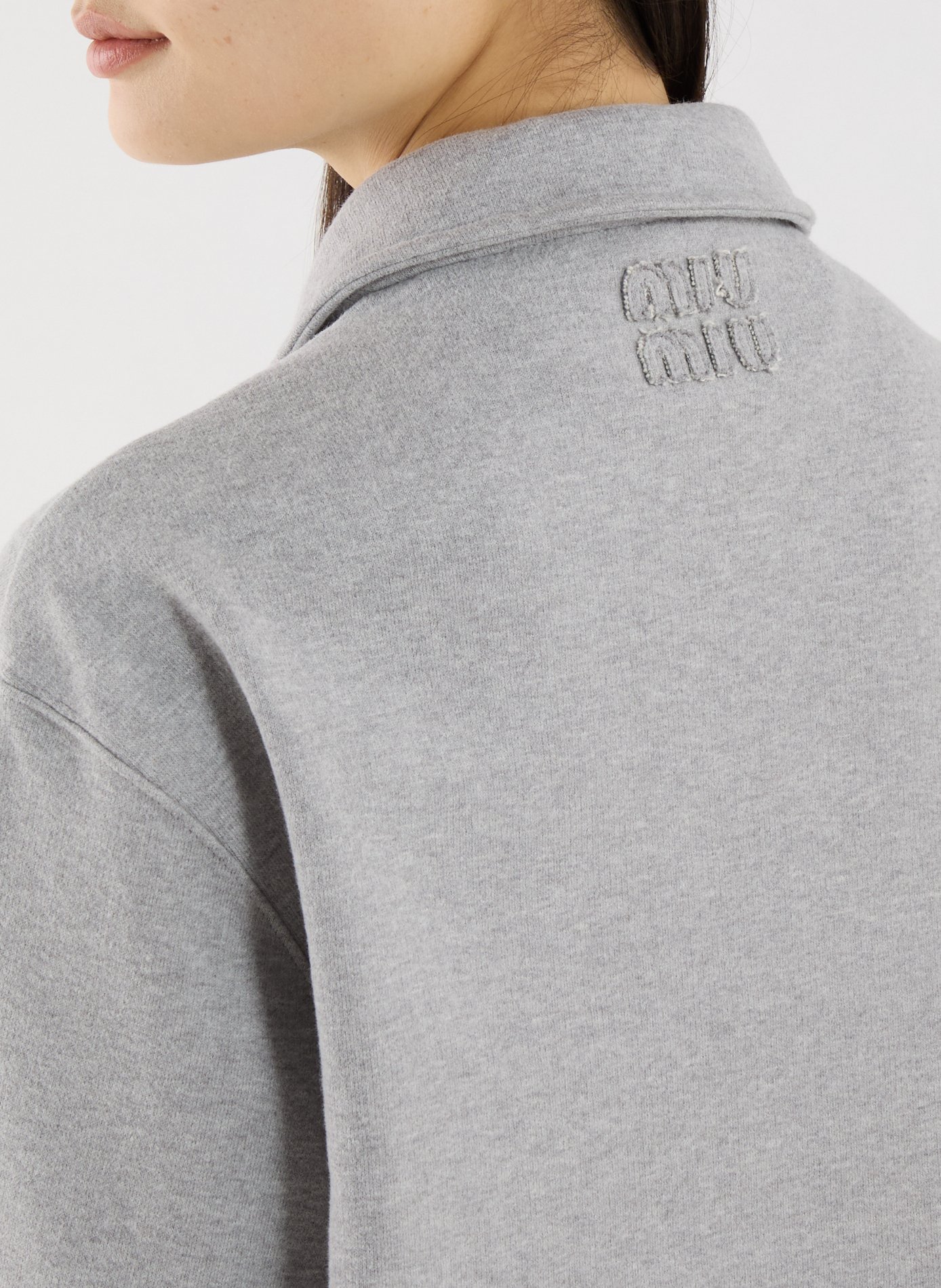 Sweatshirt with classic collar in cotton MIU MIU Grey