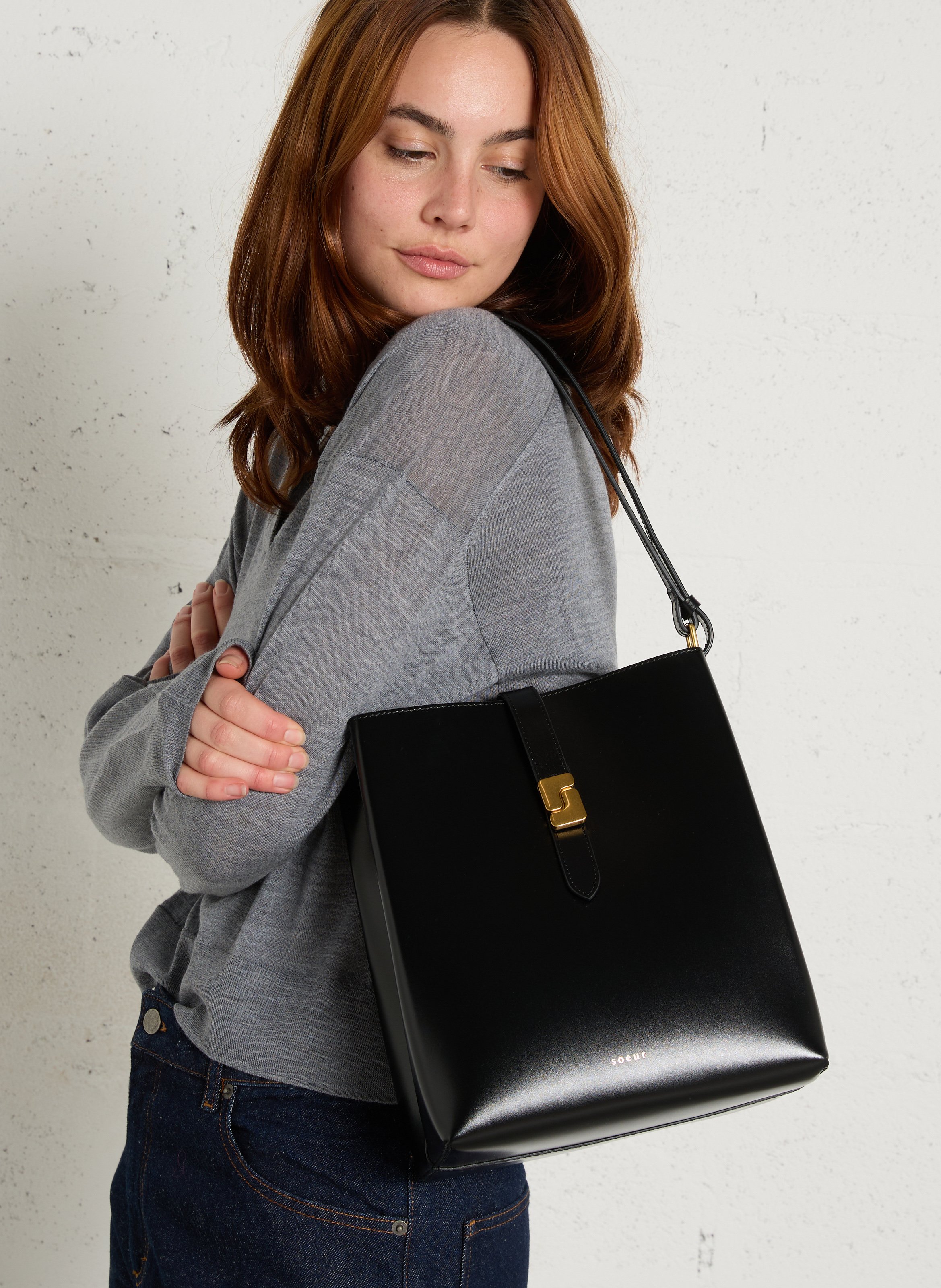 Sac bandoulière en cuir Bello SOEUR Noir